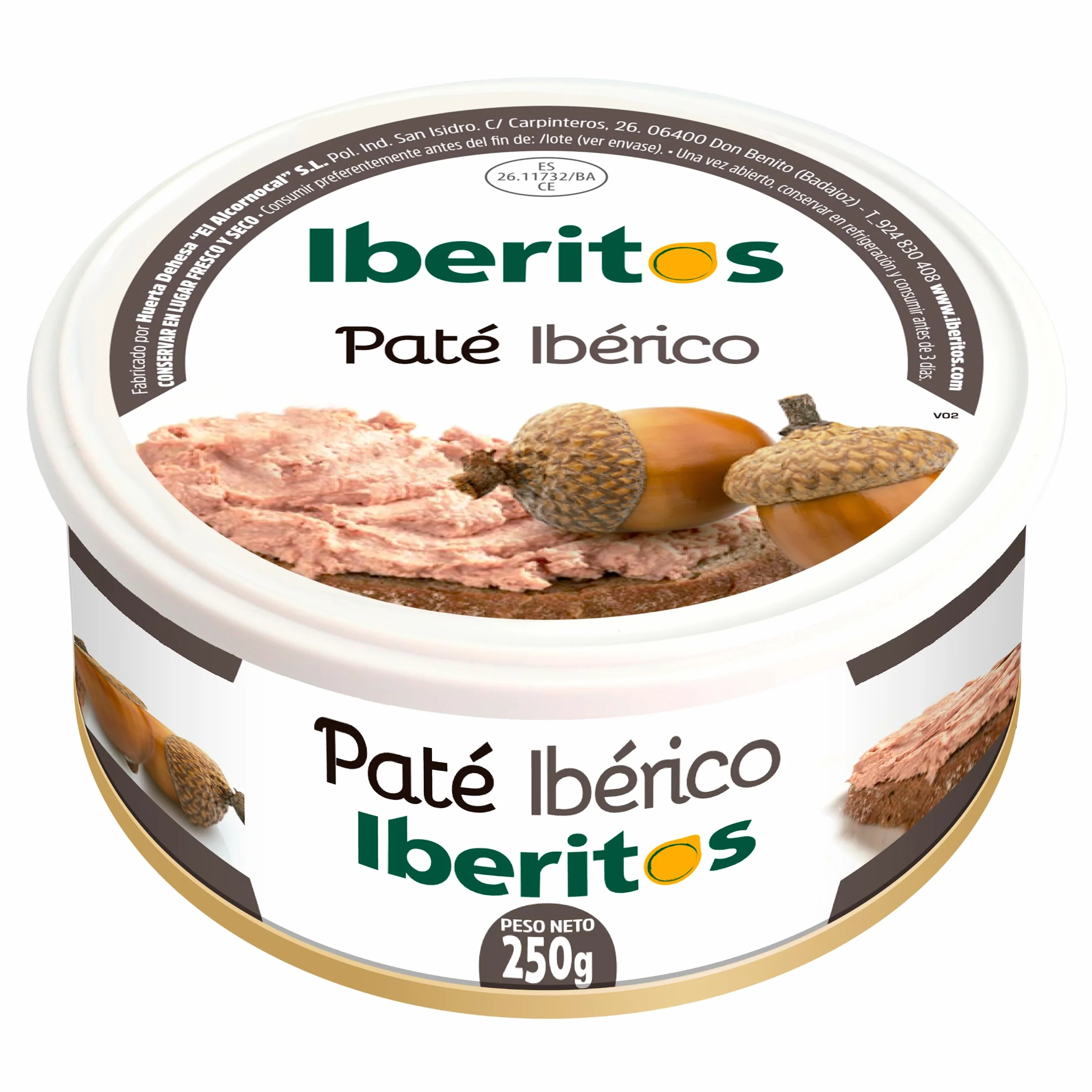 Iberitos - Lata de Auténtico Paté Ibérico | Ideal para Desayunos y Meriendas - Apto para Celiacos - Contiene 250 g