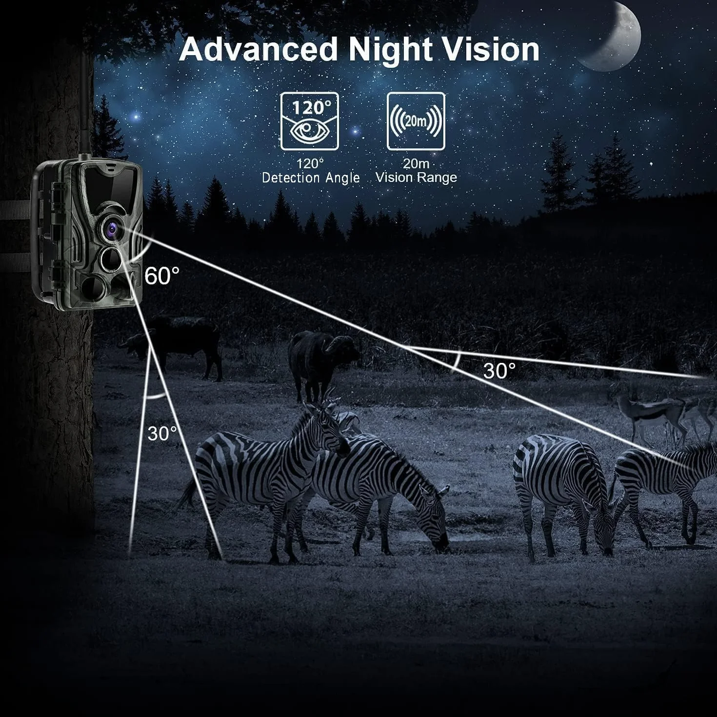 VanBang Cámara de Caza 4G 4K 120MP con SIM, Visión Nocturna Infrarroja 850nm, Impermeable