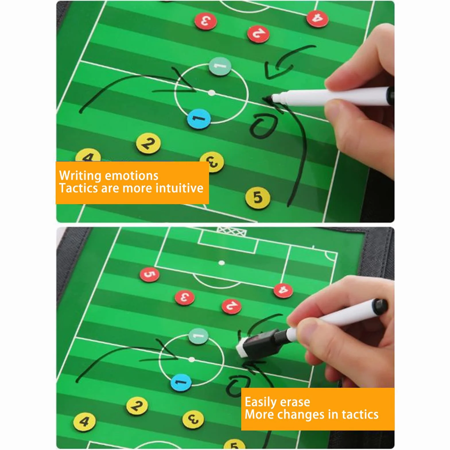 Pizarra Táctica de Fútbol Abatible Magnética para Entrenador con Imanes