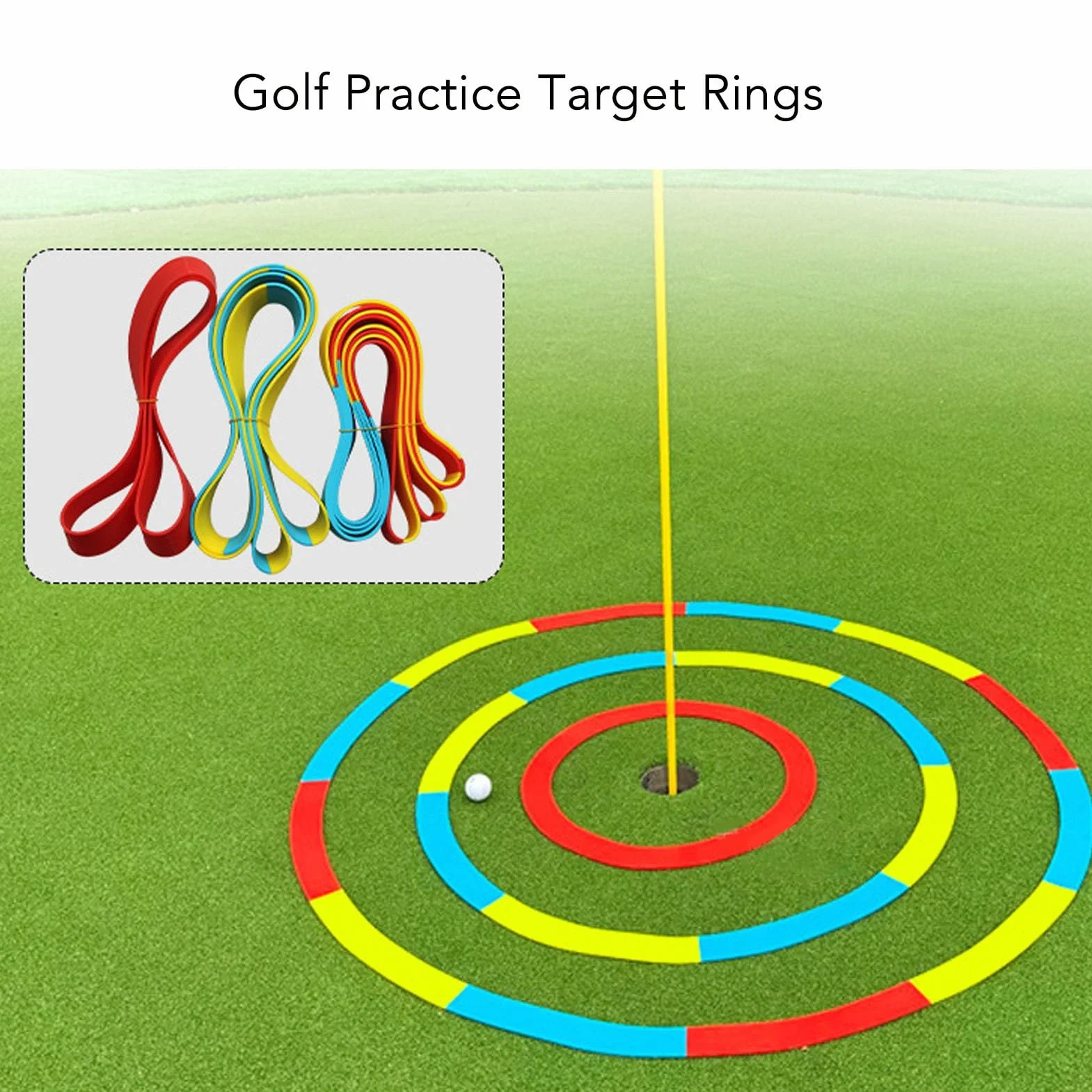 Focket Círculo de Objetivo de Golf, Ayuda de Entrenamiento para Lanzar, Anillos Multicolores (Rojo Amarillo)