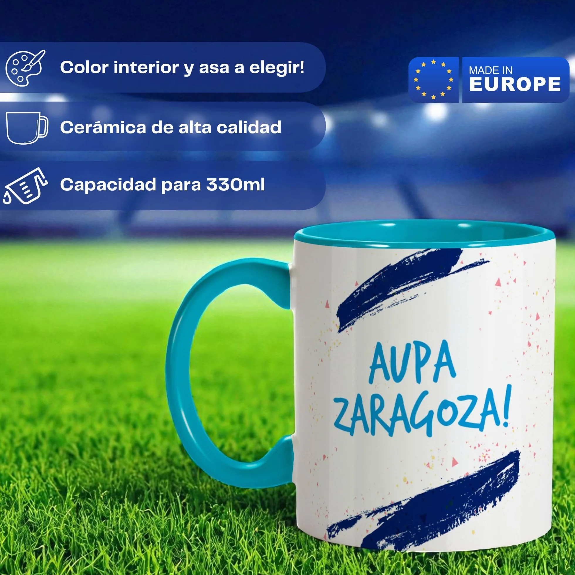Taza Zaragoza Personalizada Cerámica 330ml Fútbol LolaPix