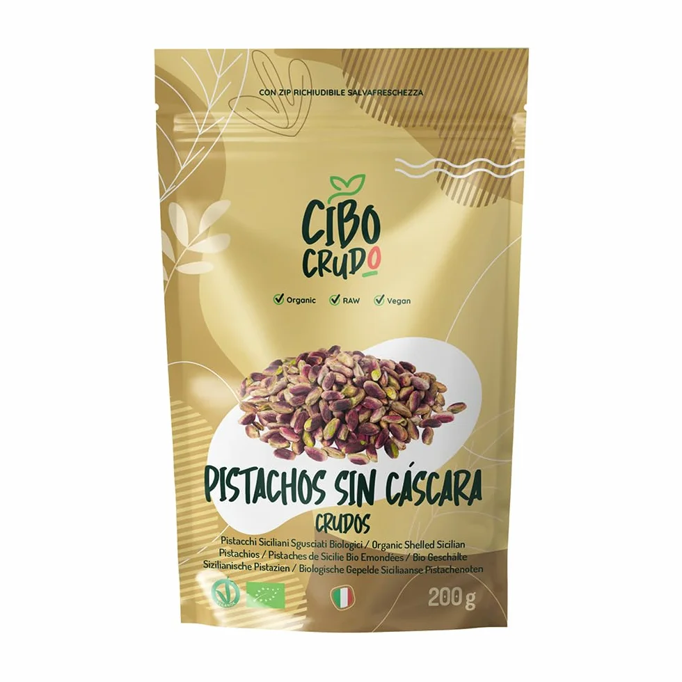 Pistachos Pelados non Tostados Orgánicos - 200g. Pistachos sin Sal. Pistacho Italiano de Sicilia. Fuente de Ácidos Grasos Fibras Vitamina E B1 B6 y Antioxidantes.