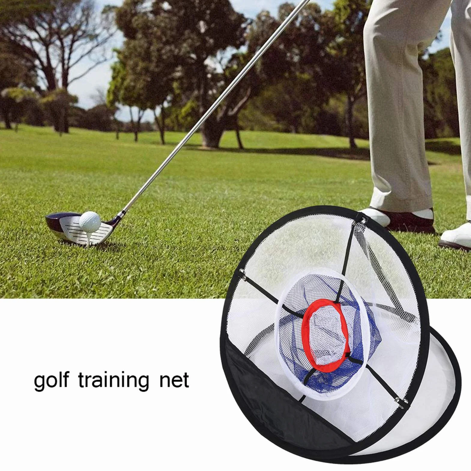 RiToEasysports Malla de Nailon Negro Plegable Golf Chipping Net con Balls Collector