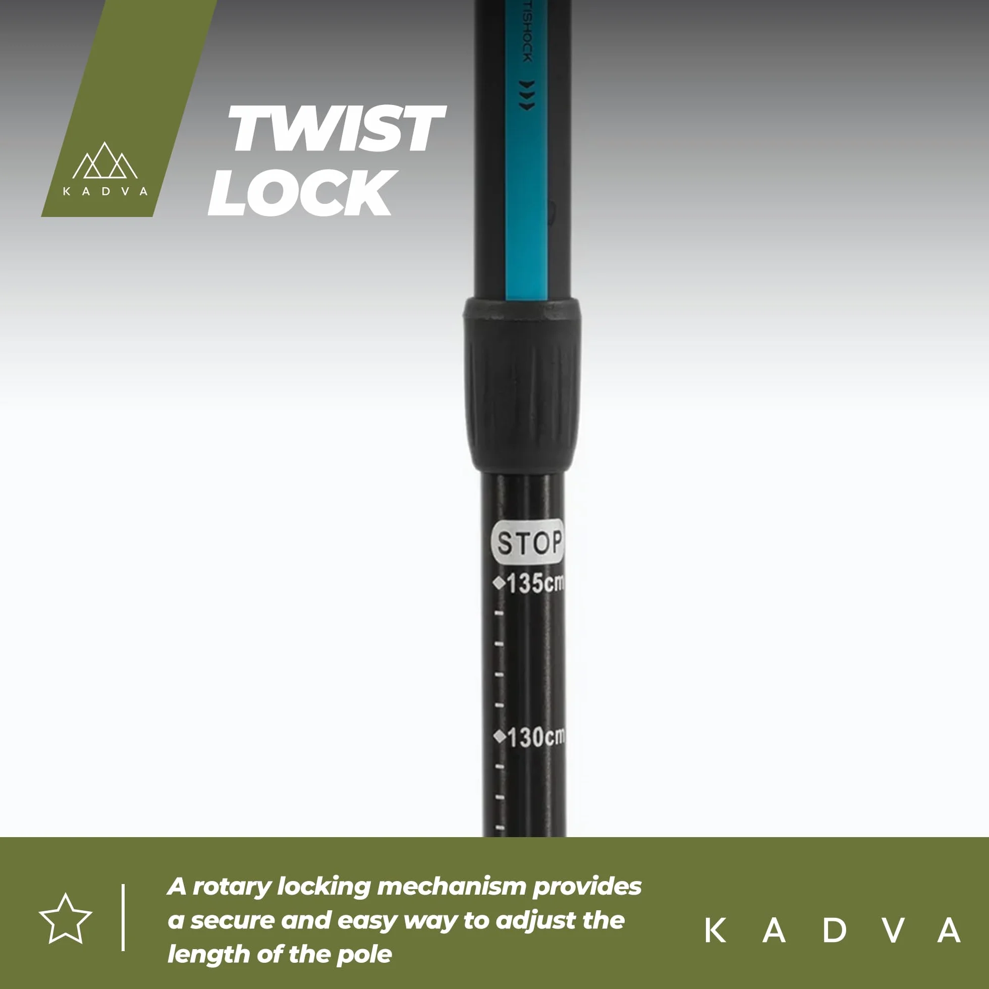 KADVA Bastones de Marcha nórdica Luna Azul Ajustable 69-135 cm Cierre de Rosca Mango Polipropileno Corcho