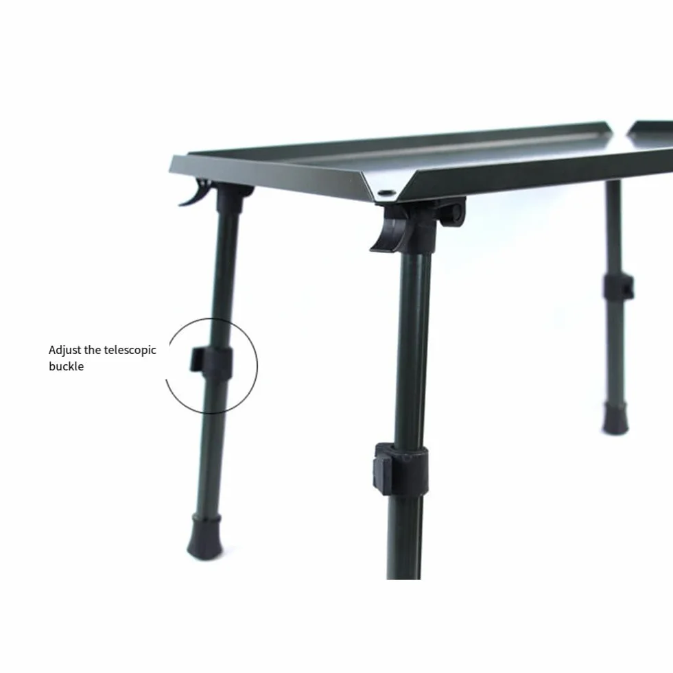 Mesa de pesca plegable de aleación de aluminio y ABS, patas ajustables antideslizantes, 34,5 x 26 x 22,5 cm, verde