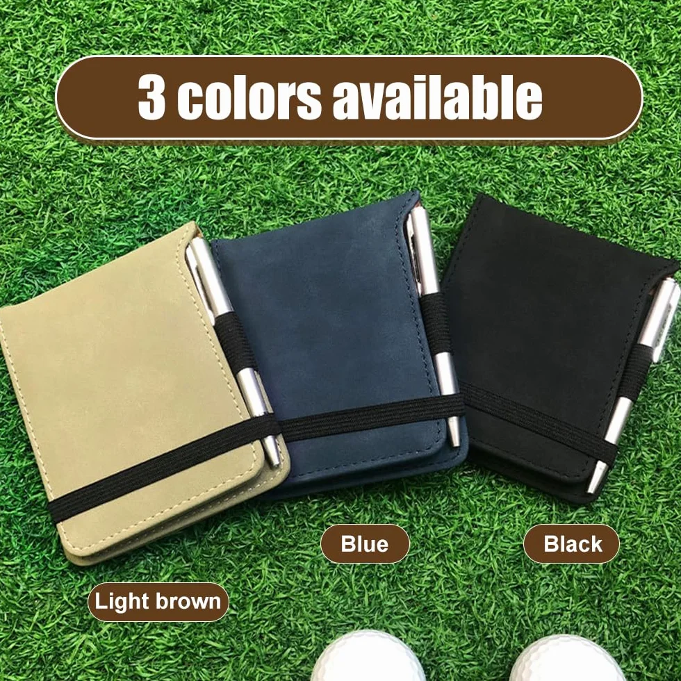 DONGKER Porta Tarjetas de Golf con Bolígrafo, Billetera de Cuero PU para Tarjetas de Puntuación, Regalo para Golfistas