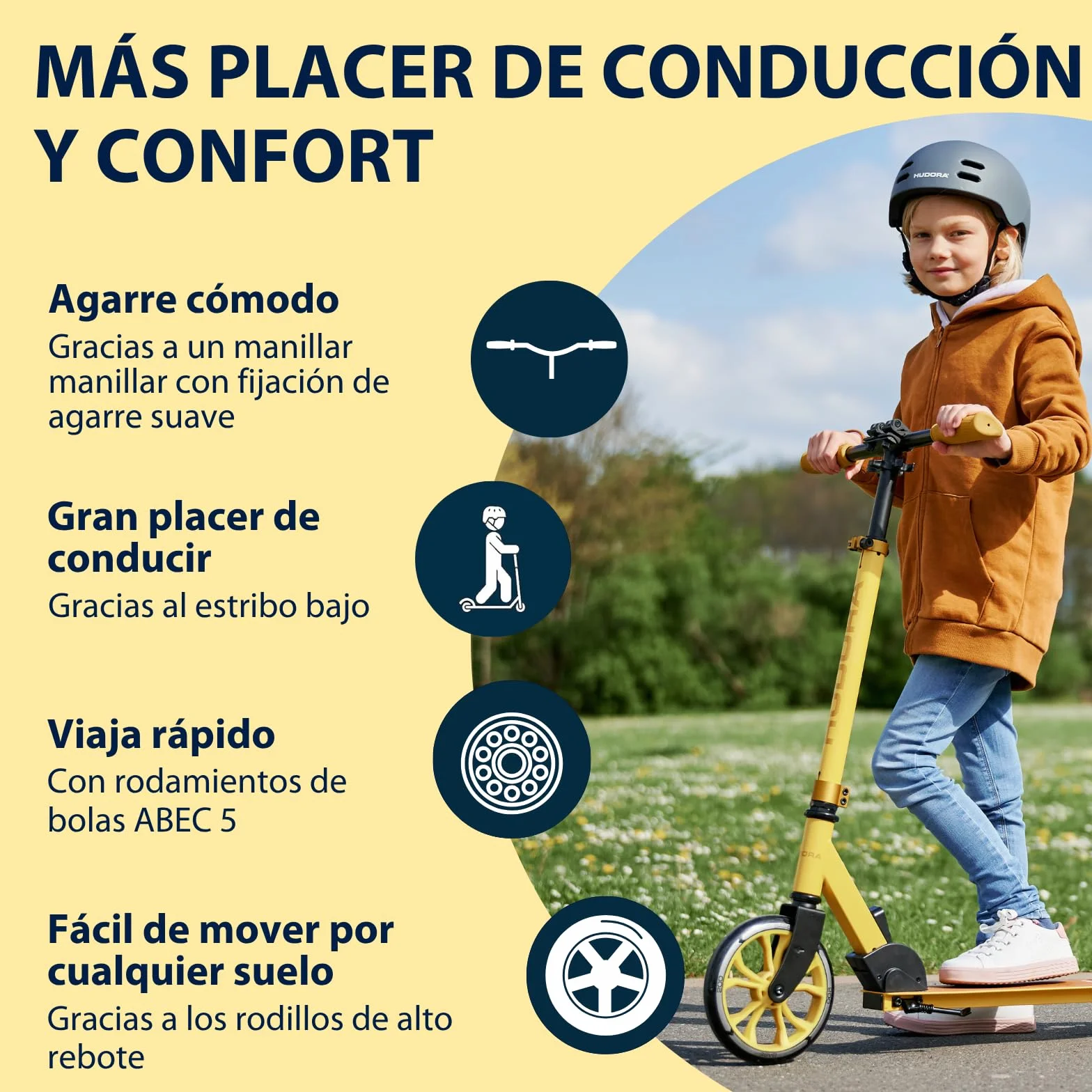 HUDORA Scooter Up 200 Patinete de Aluminio Plegable Ajustable hasta 100 kg