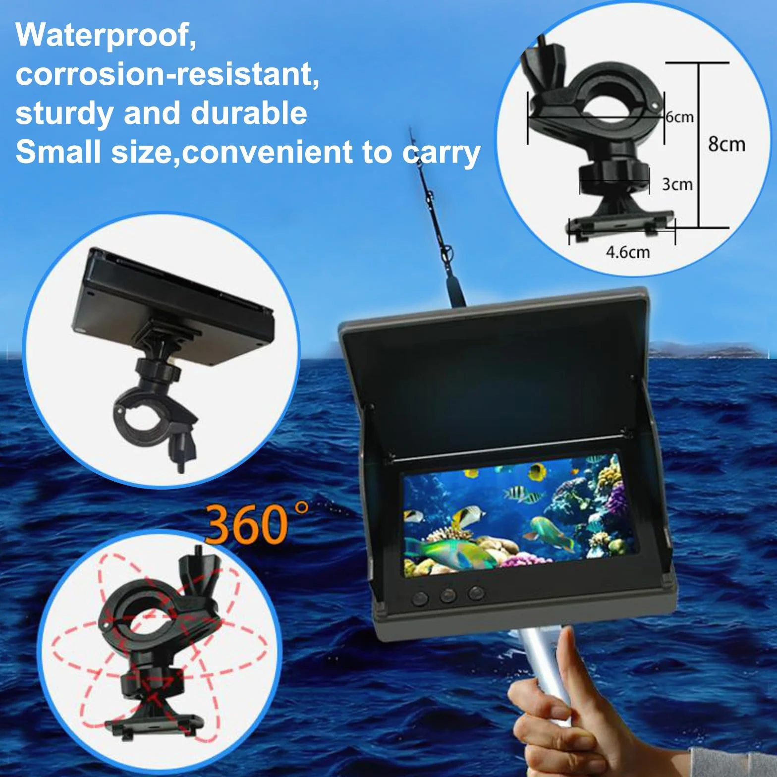 Cámara de Pesca Subacuática 4,3" IPS IP65 Visión Nocturna Infrarrojos Gran Angular