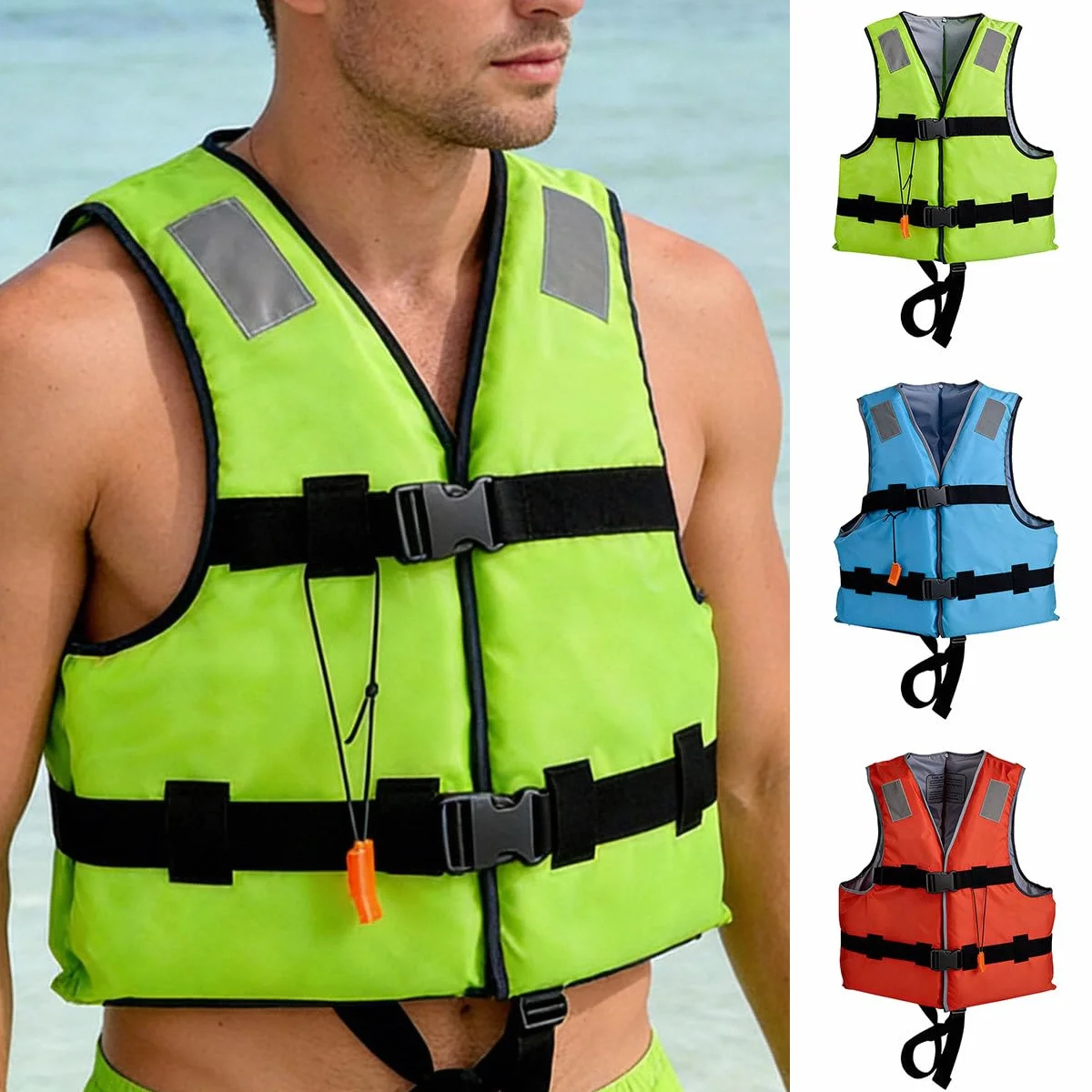 Chaleco de Kayak con Cintura Ajustable y Cremallera para Pesca, Surf, Deportes Acuáticos