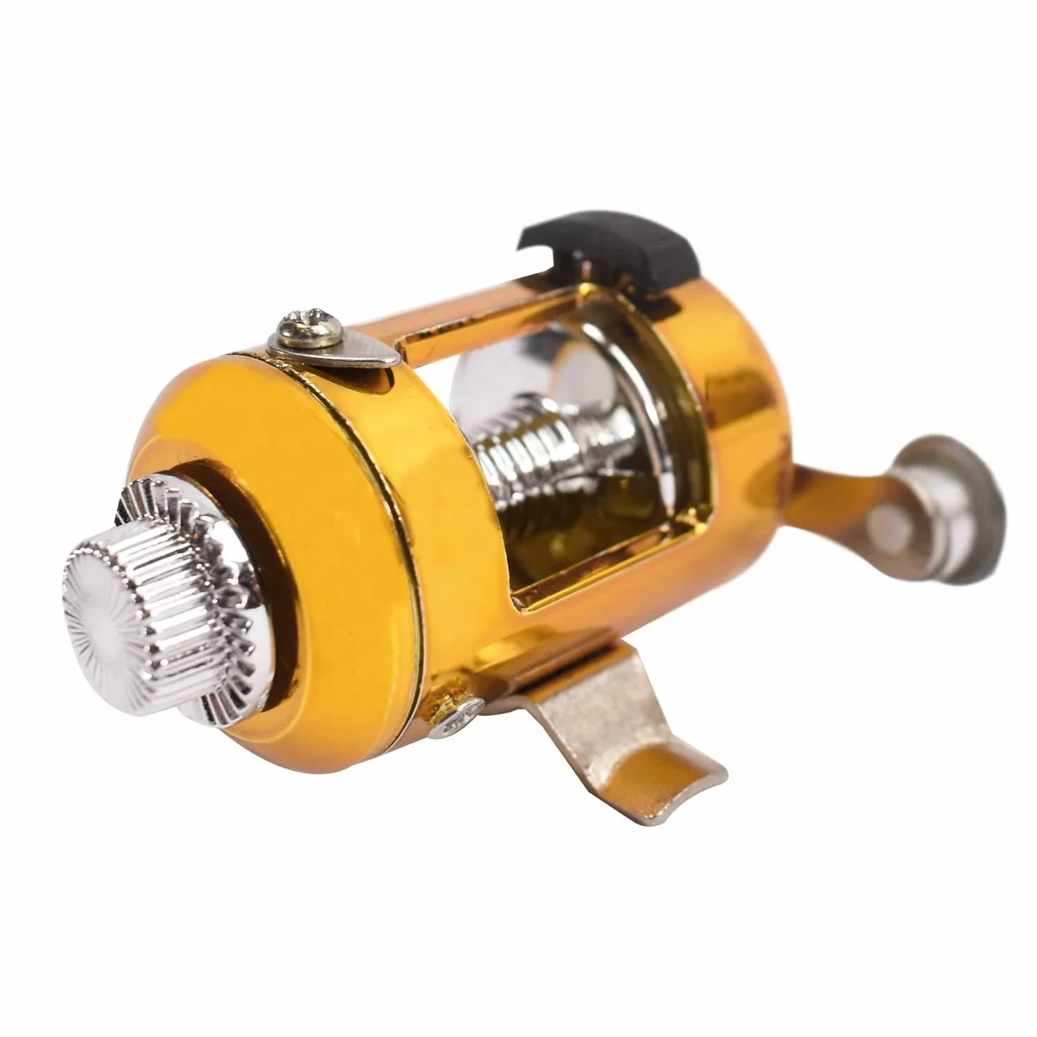 TRIXES Mini caña de pescar de bolsillo con carrete dorado plata carpa fósforo