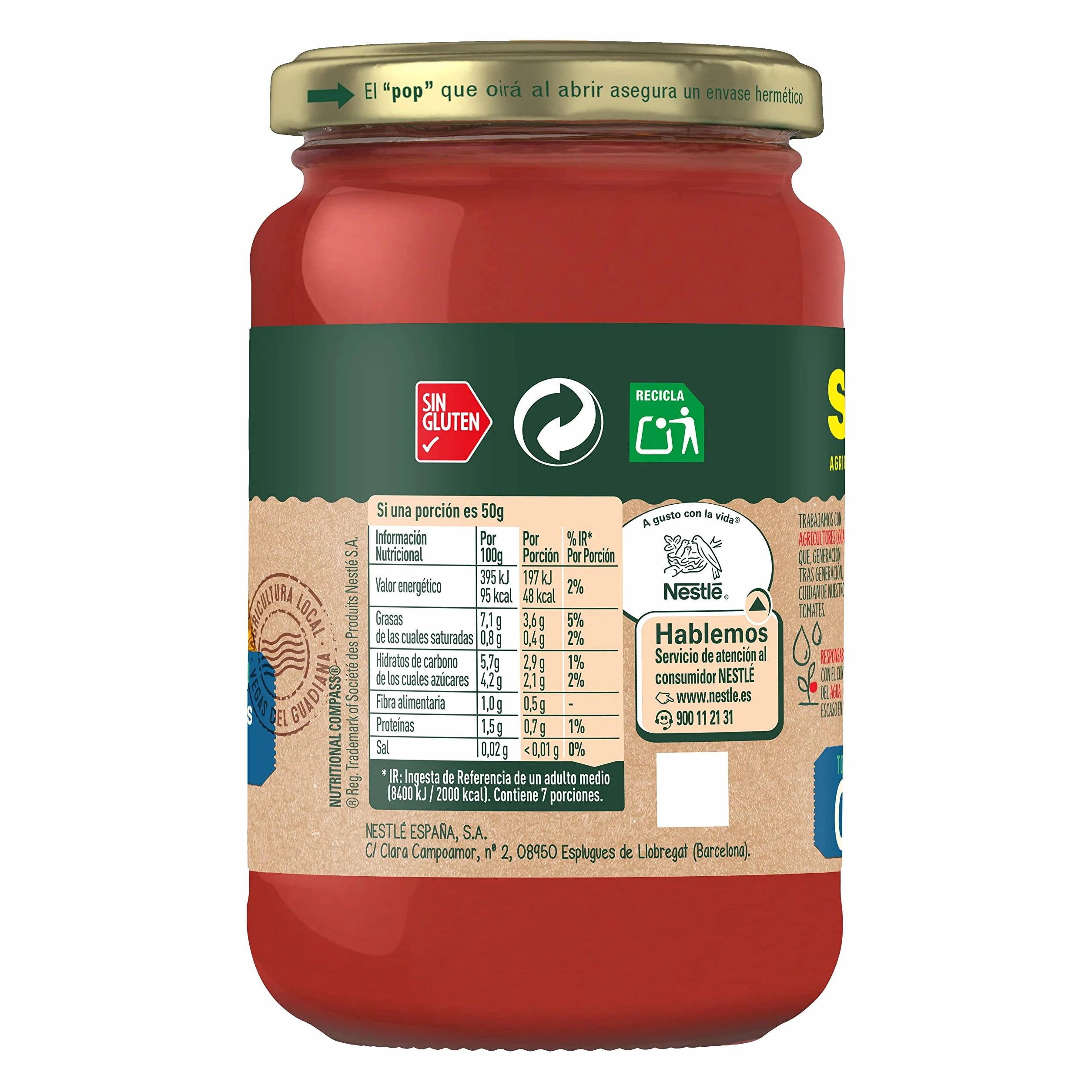 SOLIS Tomate Frito Estilo Casero 0% Sal y Azúcares Añadidos Frasco Cristal - Pack de 12 x 350 g - Tomate sin gluten