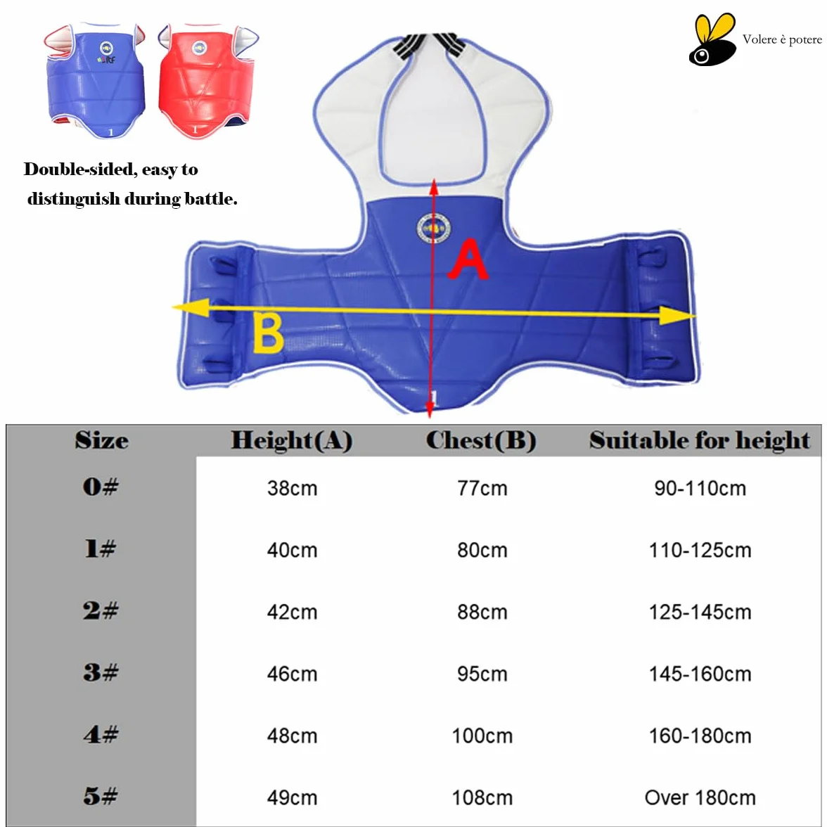 Taekwondo Karate Martial Arts TKD Reversible Chest Guard Abdominal Protector