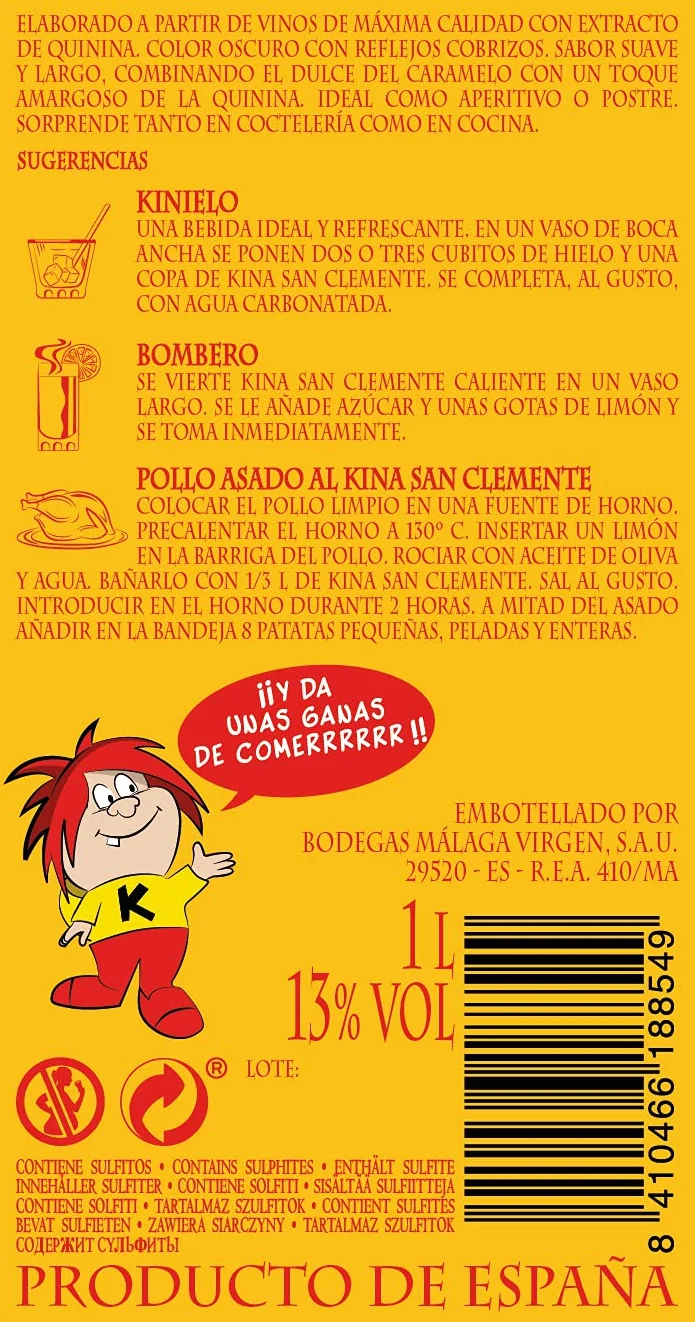 Kina San Clemente - Pack 6 botellas de 1 L - Bebida aromatizada dulce