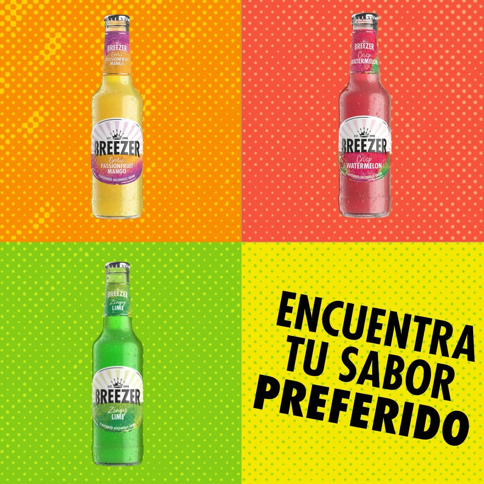 BREEZER Crisp Watermelon Bebidas Alcohólicas con Sabor a Sandía, 4% Vol., 27,5 cl / 275 ml (Pack de 24), Alcohol Premezclado Listo para Beber