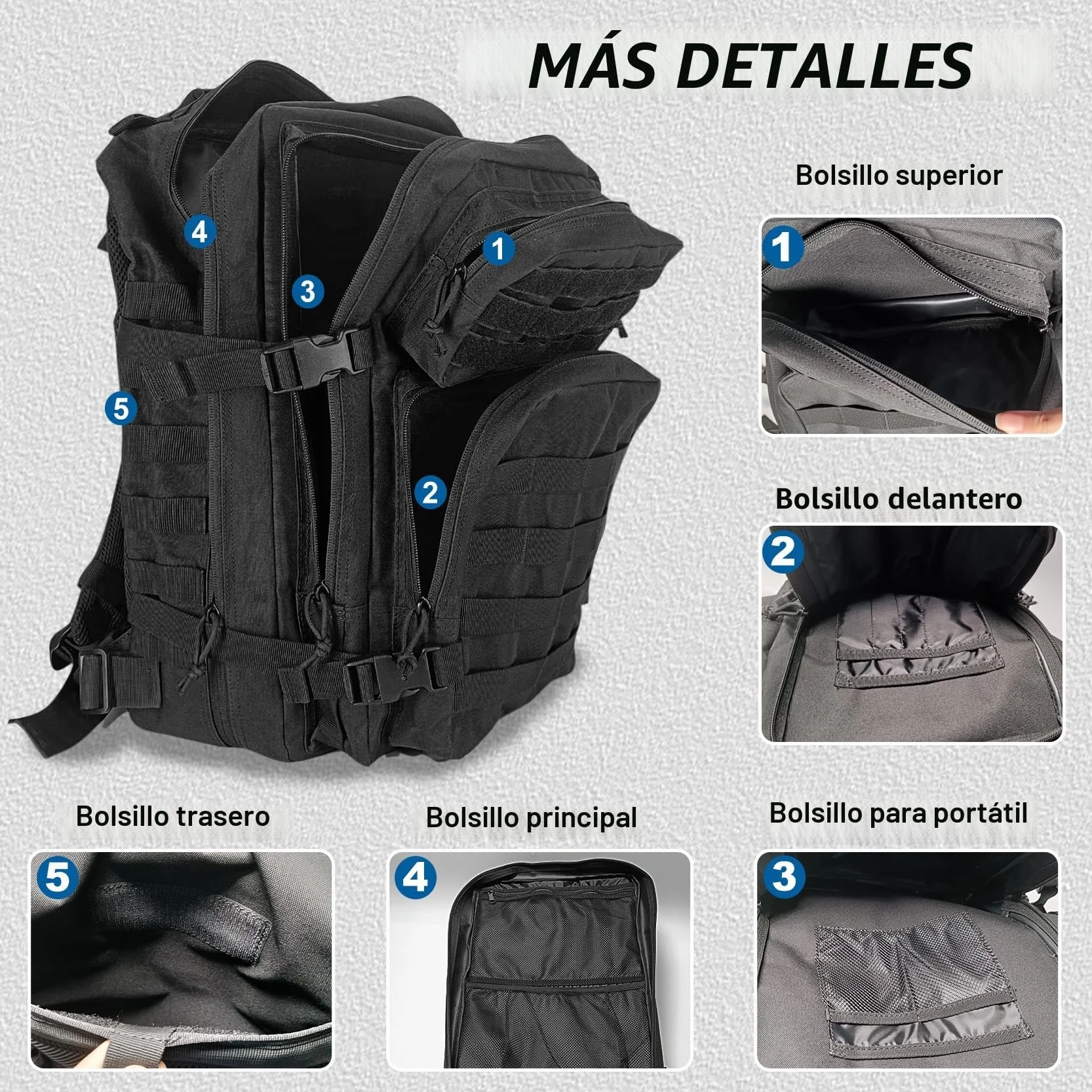 Mochila Militar Impermeable 45 Litros Tactica Gran Capacidad para Viaje Pesca Caza Camping