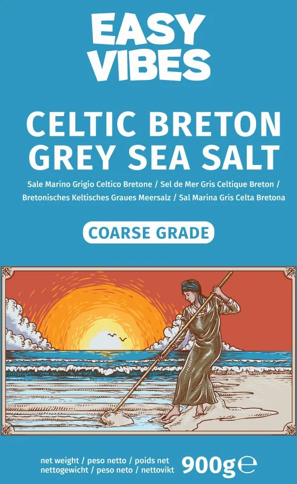 Easy Vibes - Sal Celta - Sal Marina Gris Bretona Gruesa (900g) | Sin Refinar | Naturales | Sin Conservantes
