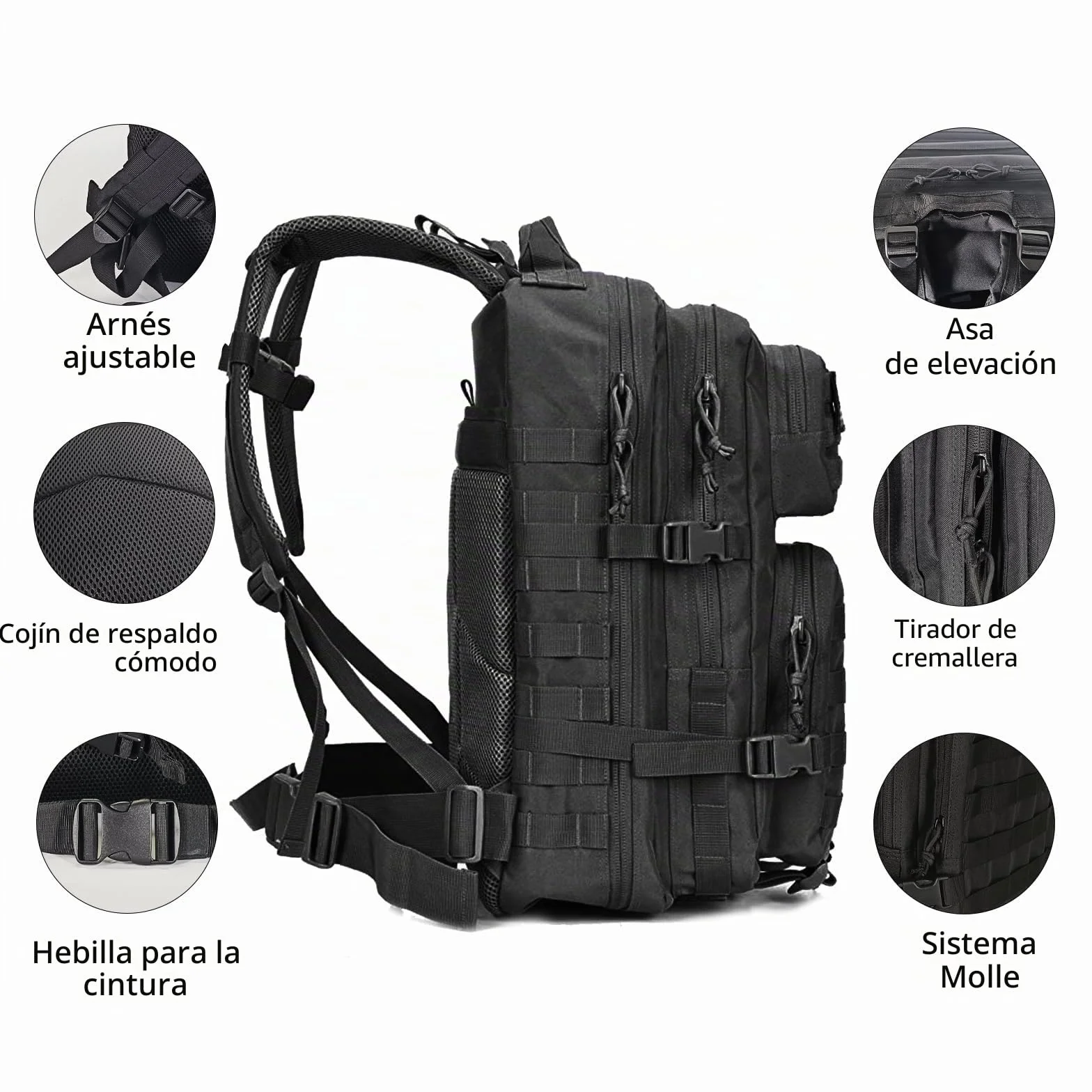 Oreunik Mochila Militar 45L Impermeable Táctica Molle Mochila de Asalto Senderismo Camping