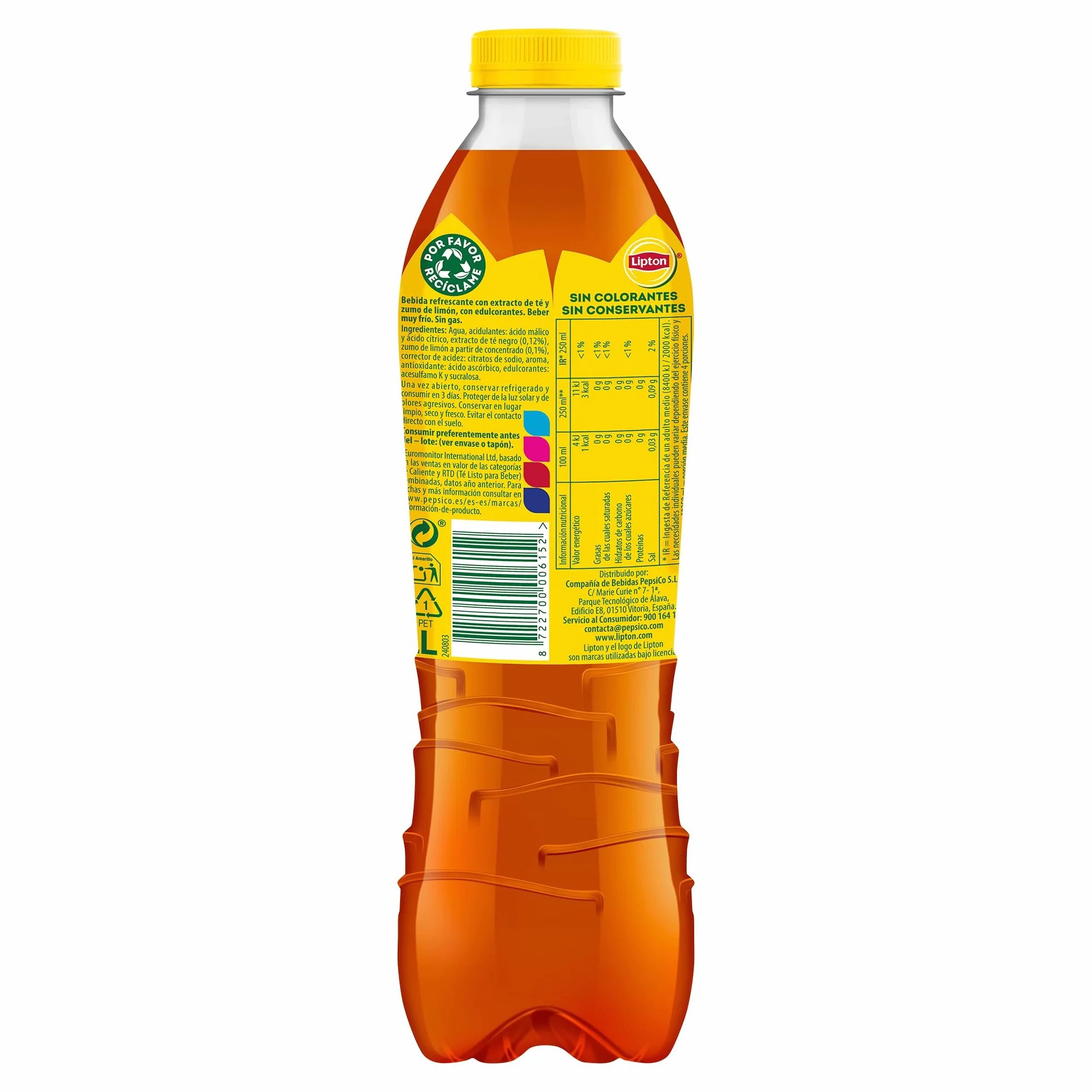 Lipton Té helado con sabor a limón, cero azúcar y bajo en calorías, botella de 1 litro
