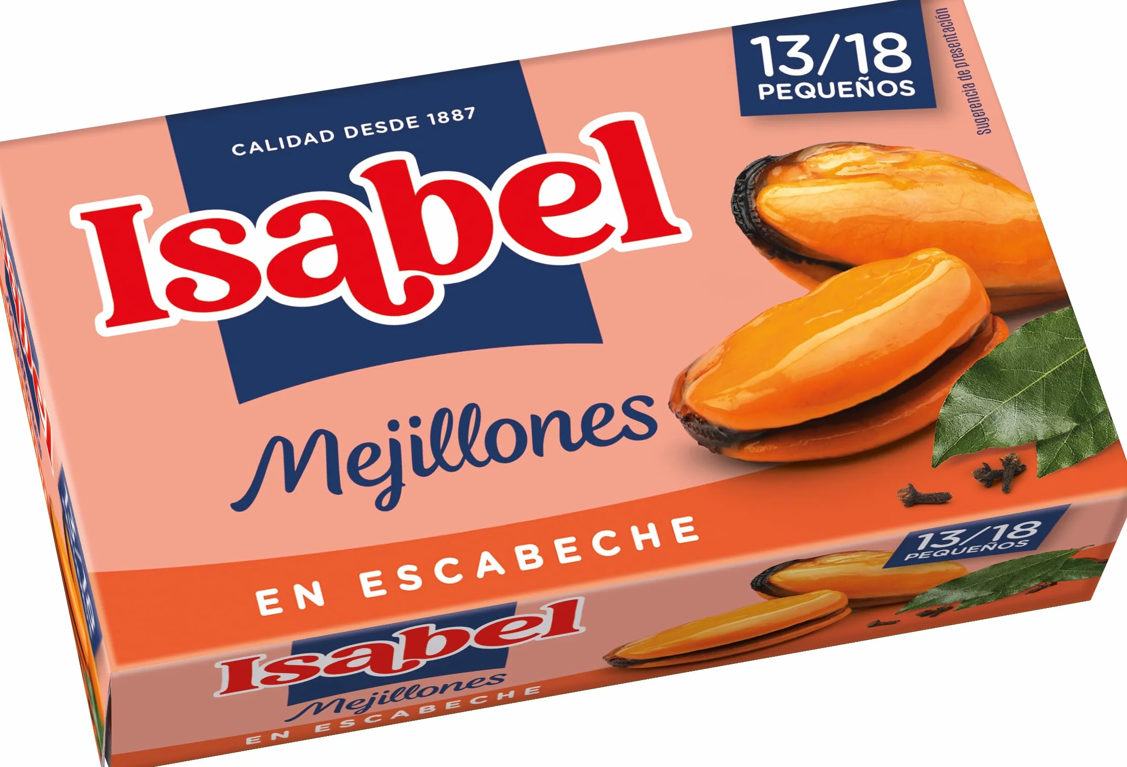Isabel Mejillones en salsa escabeche 13-18 piezas, 1 pack de 3 latas de 115gr