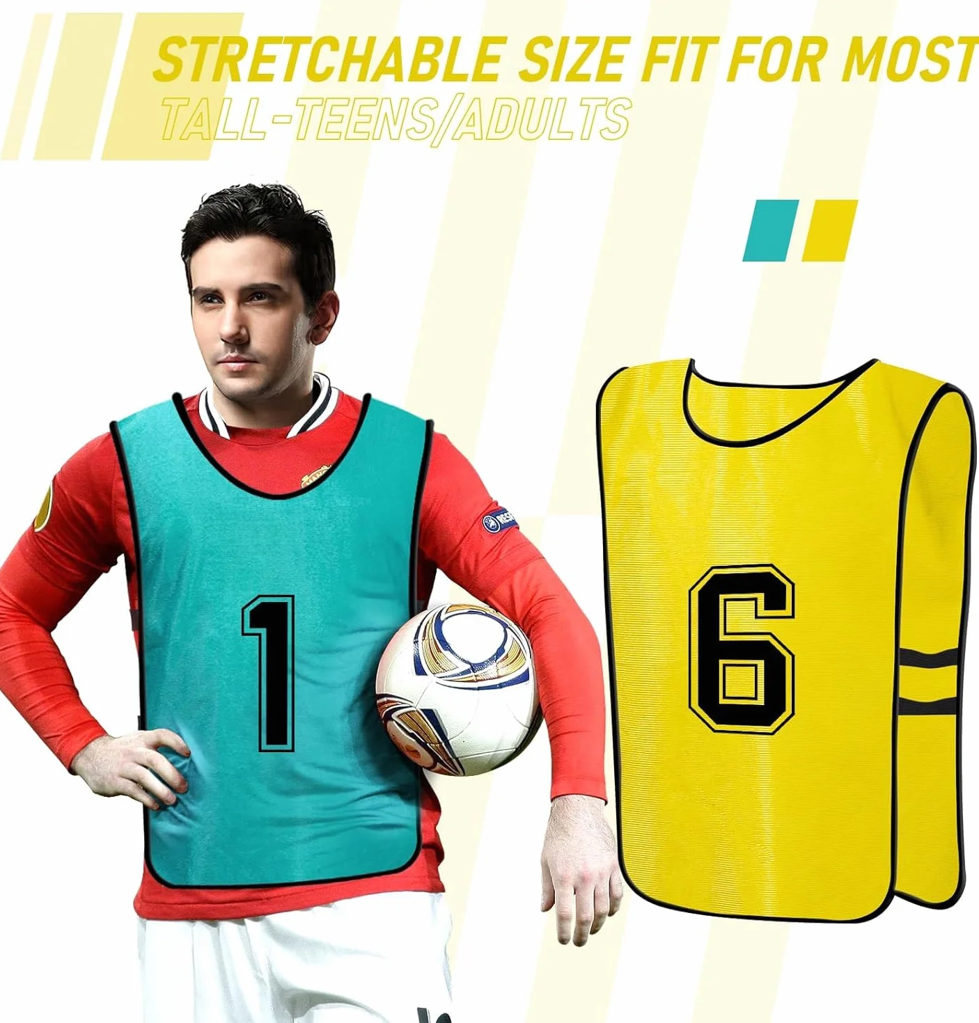 Pinnies de entrenamiento de fútbol 24 piezas, chalecos de práctica para jóvenes y adultos