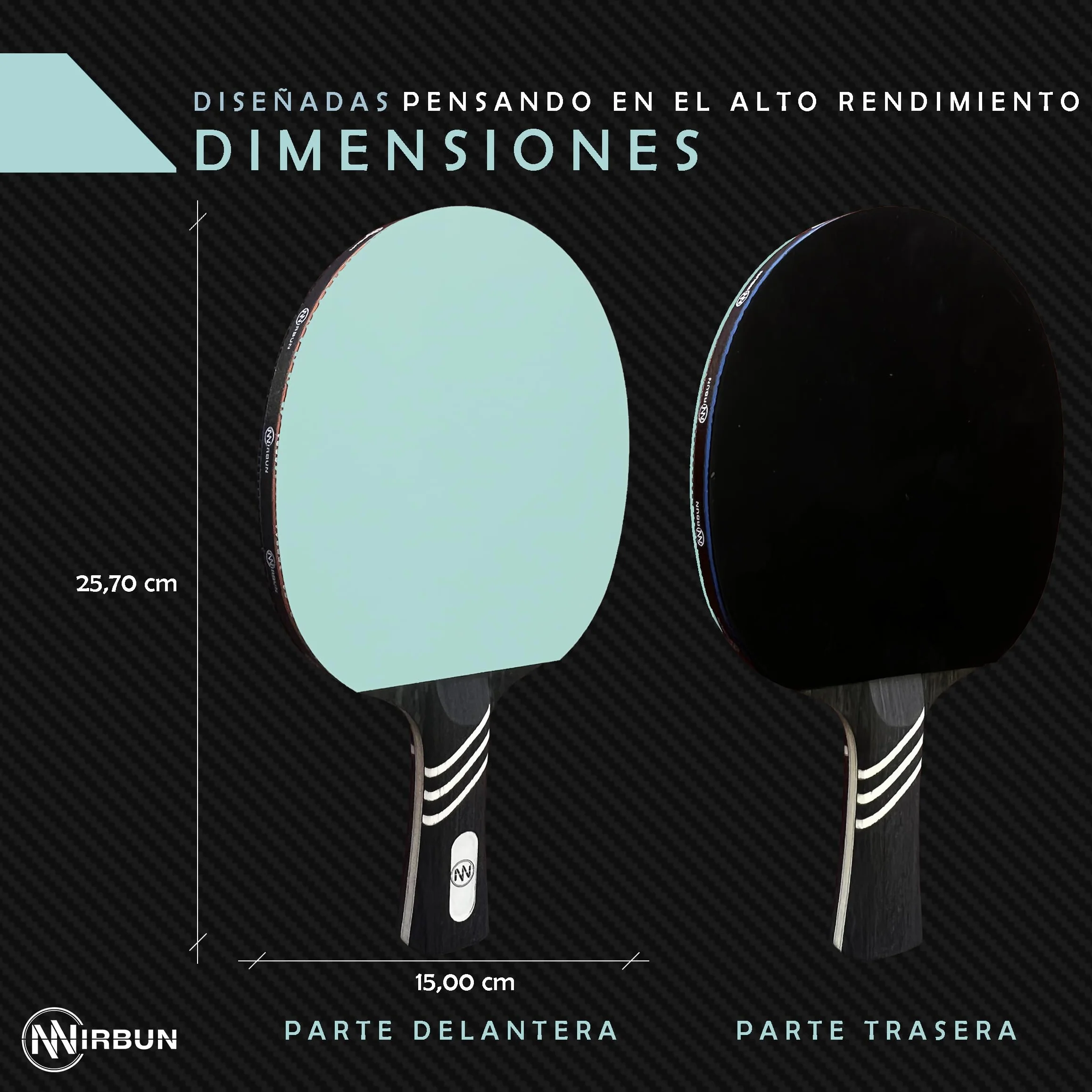 Pala de Ping Pong Profesional de Carbono Raqueta Tenis de Mesa Goma Alta Resistencia Madera Polar Carbono Funda Protectora Control Potencia Velocidad