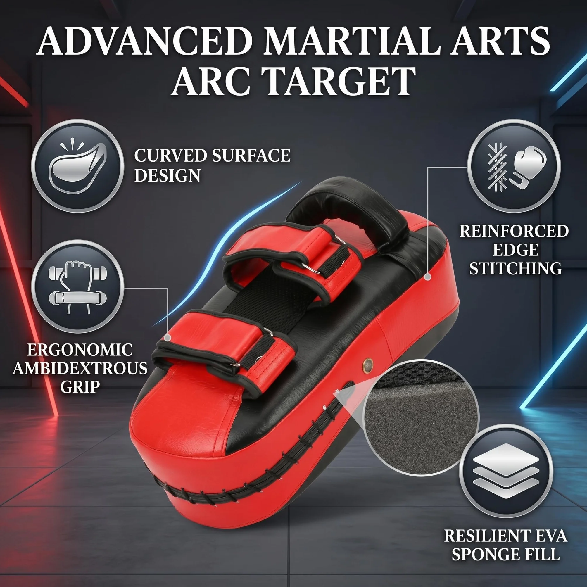 Muay Thai Pad Curved Kickboxing Kicking Strike Shield Entrenamiento Kick Boxing MMA 1 Pieza Rojo