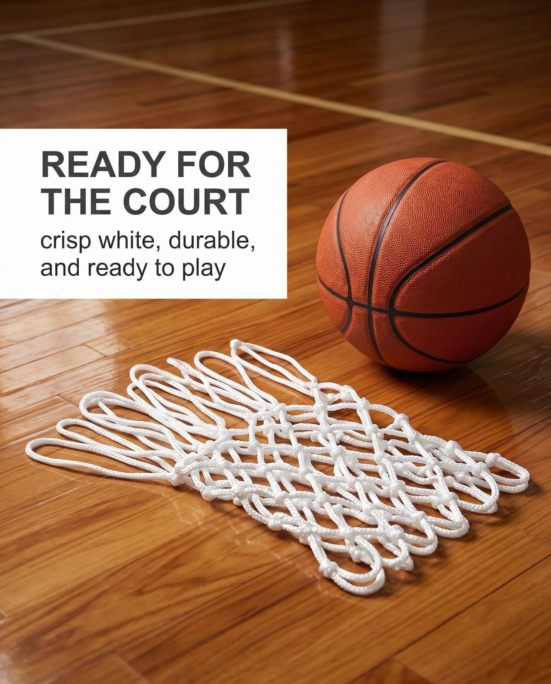 Red de Baloncesto 2 Piezas, Blanco, Tamaño Estándar 12 Bucles, Reemplazo Universal para Canasta y Aro Interior Exterior