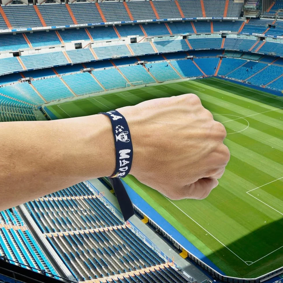 BDM Pulsera Madrid Merengue de tela ajustable, pulsera vikingos, hala Madrid