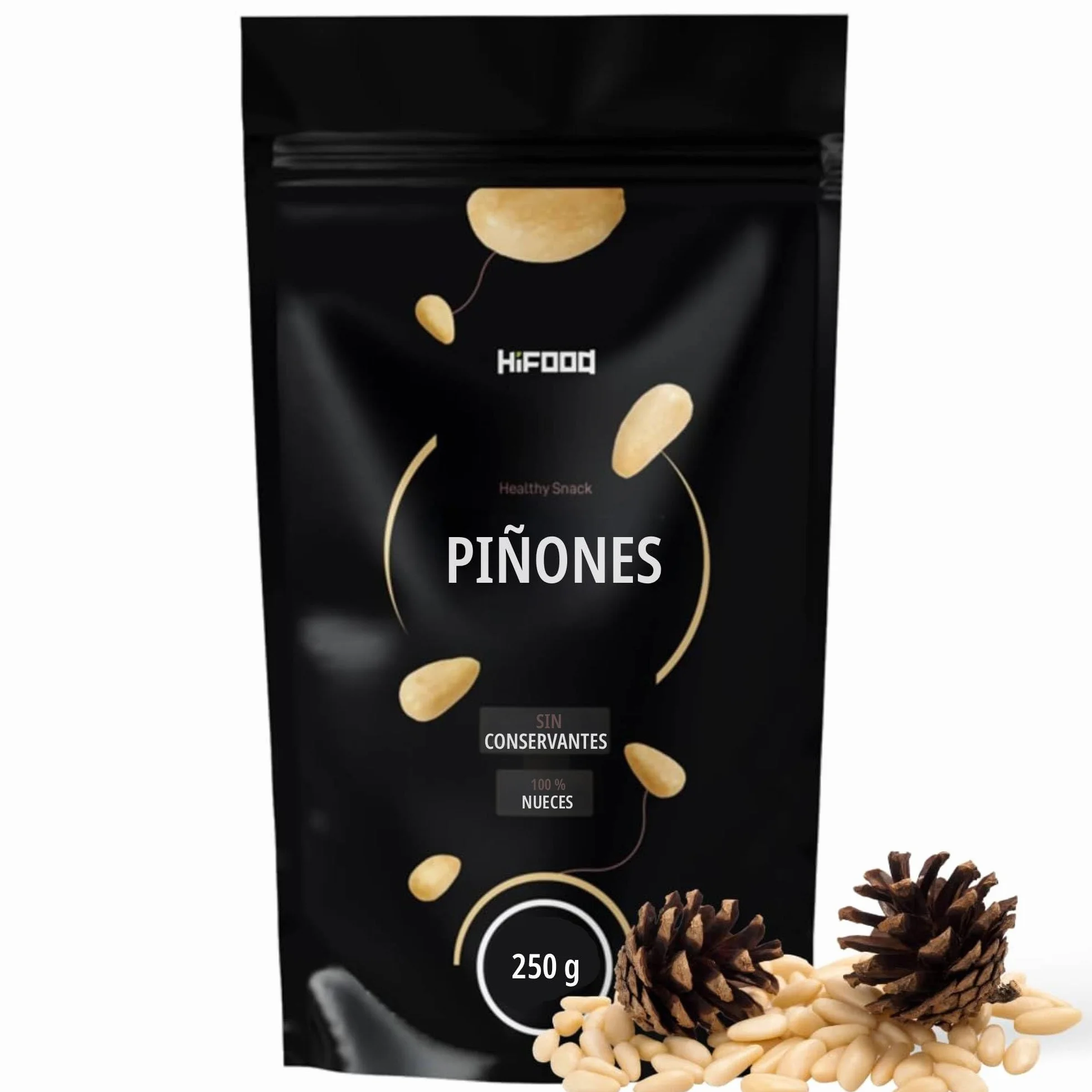 HiFood piñones naturales 250 g sin conservantes, piñones para pesto y cocina, ideales para ensaladas, pasta y platos mediterráneos