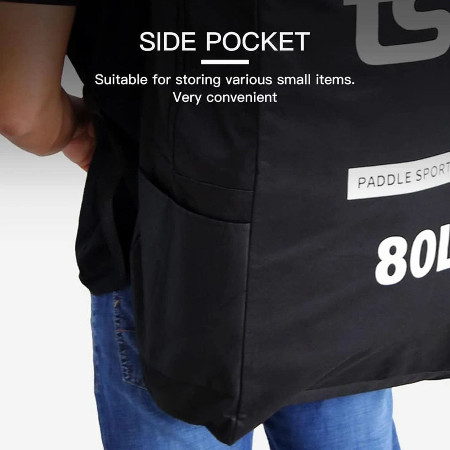 Mochila para Tabla de Paddle Surf 105L Tela Oxford Impermeable Gran Capacidad Negro