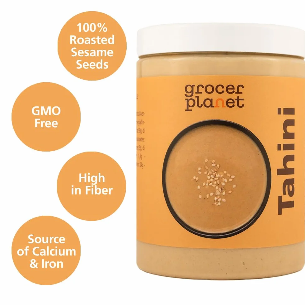 Grocer Planet - Tahini (1Kg) | Semillas de Sésamo Tostadas y Prensadas | Natural | Sin OGM | Vegano | Ideal para Humus