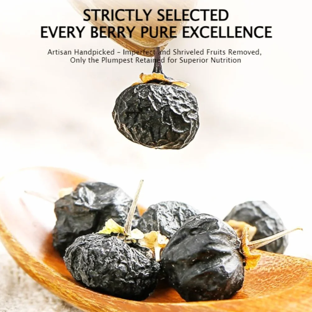 Goji Negro Premium | 250g / 8,82oz | Sin Azufre | Sin Aditivos, Natural | Ideal Para Regalos Y Bienestar Diario