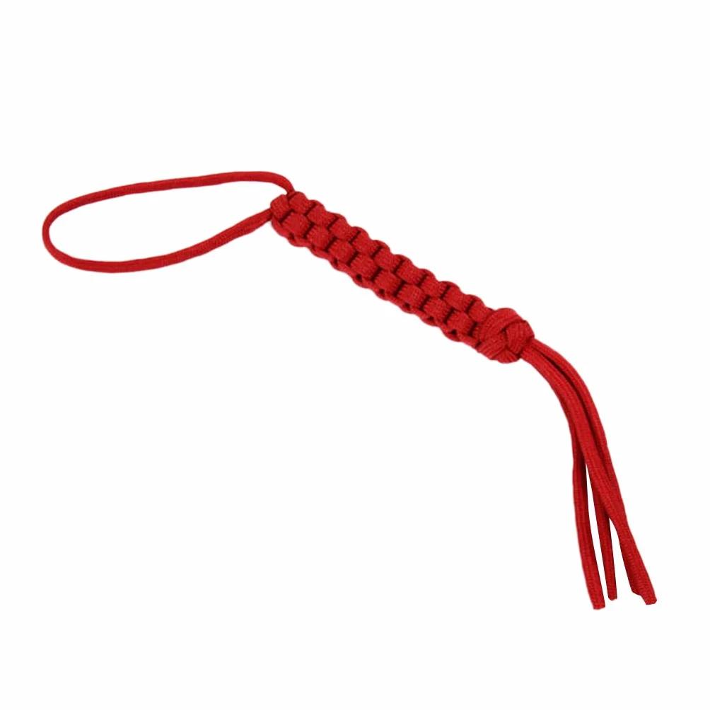 Colgante de cuchillo tejido de paracaídas rojo, cordón duradero para cuchillos y linternas