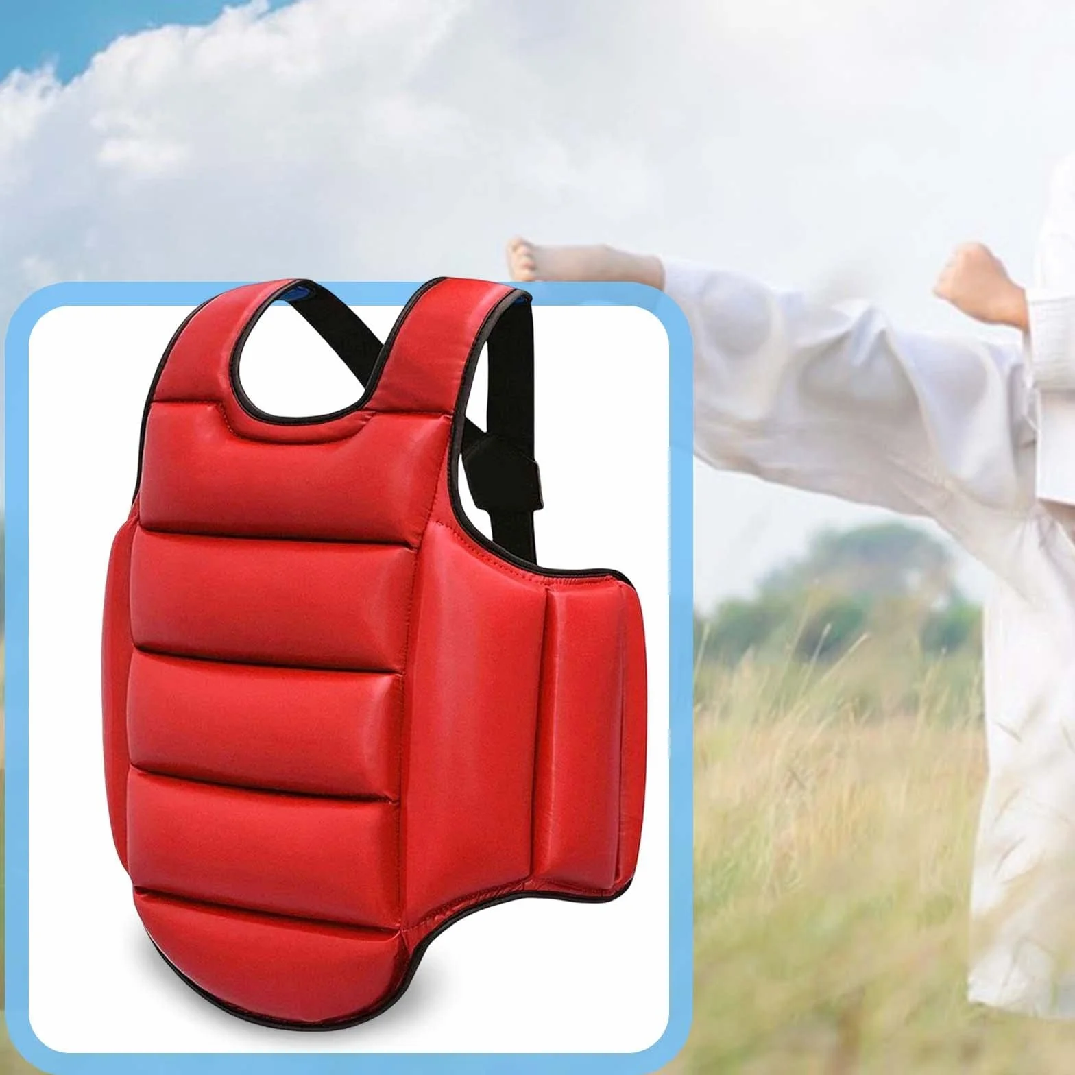 Kowaku Reversible Taekwondo Protector Chaleco Almohadilla de Protección Cuerpo Boxeo Karate Pecho Punzonado Pesado Adultos