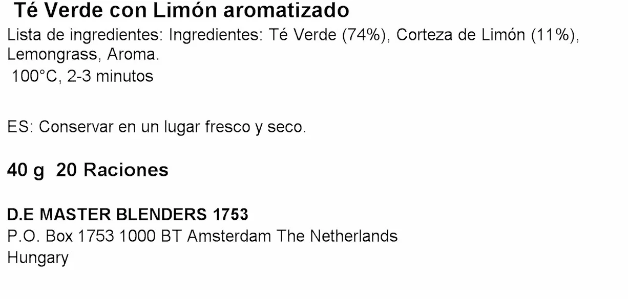 Hornimans Té Verde al Limón Ingredientes 100% Naturales | 20 bolsitas | Con Teína