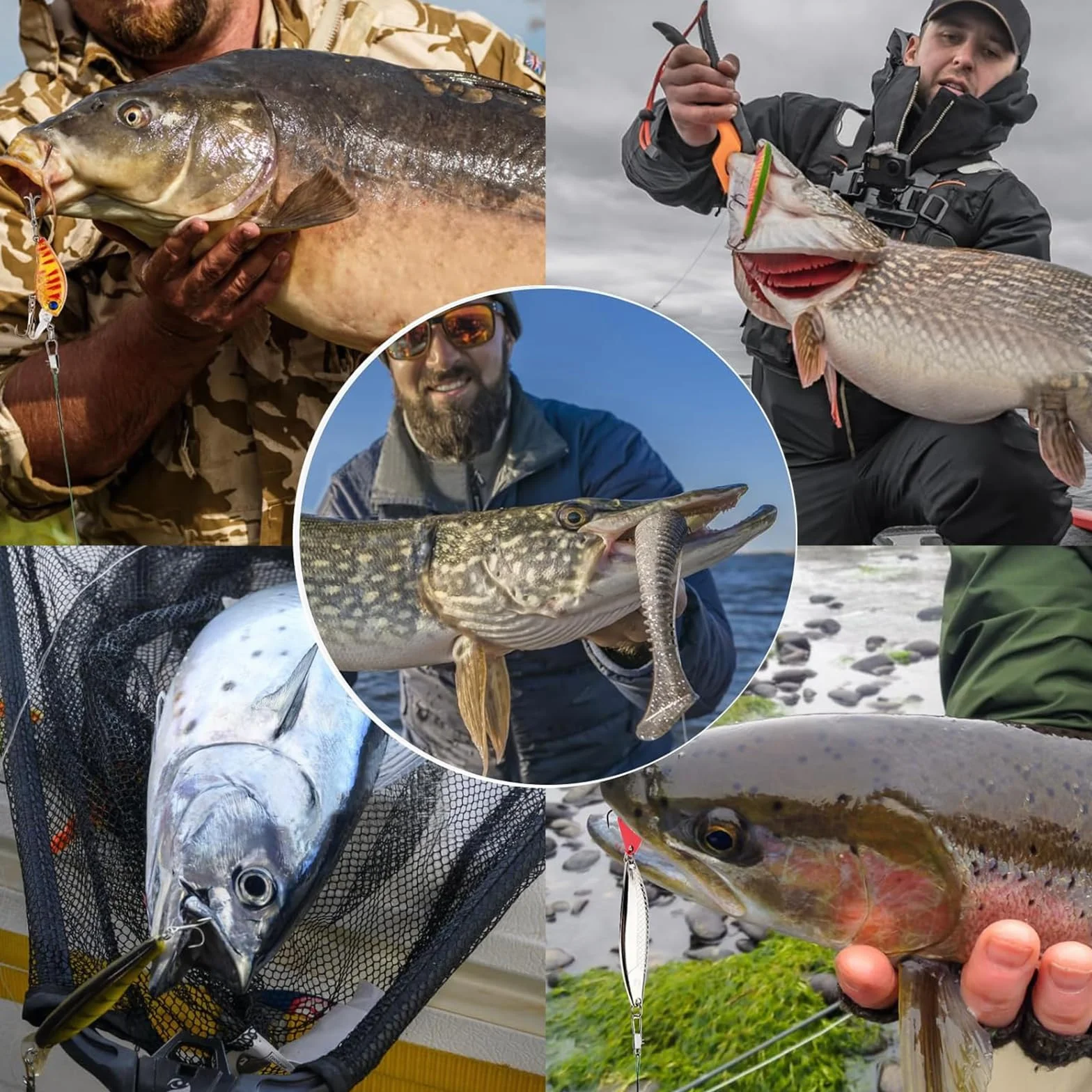 Bajos de línea de Acero para Pesca del Lucio, Lote 50 uds, 5 Tamaños (10-30 cm)