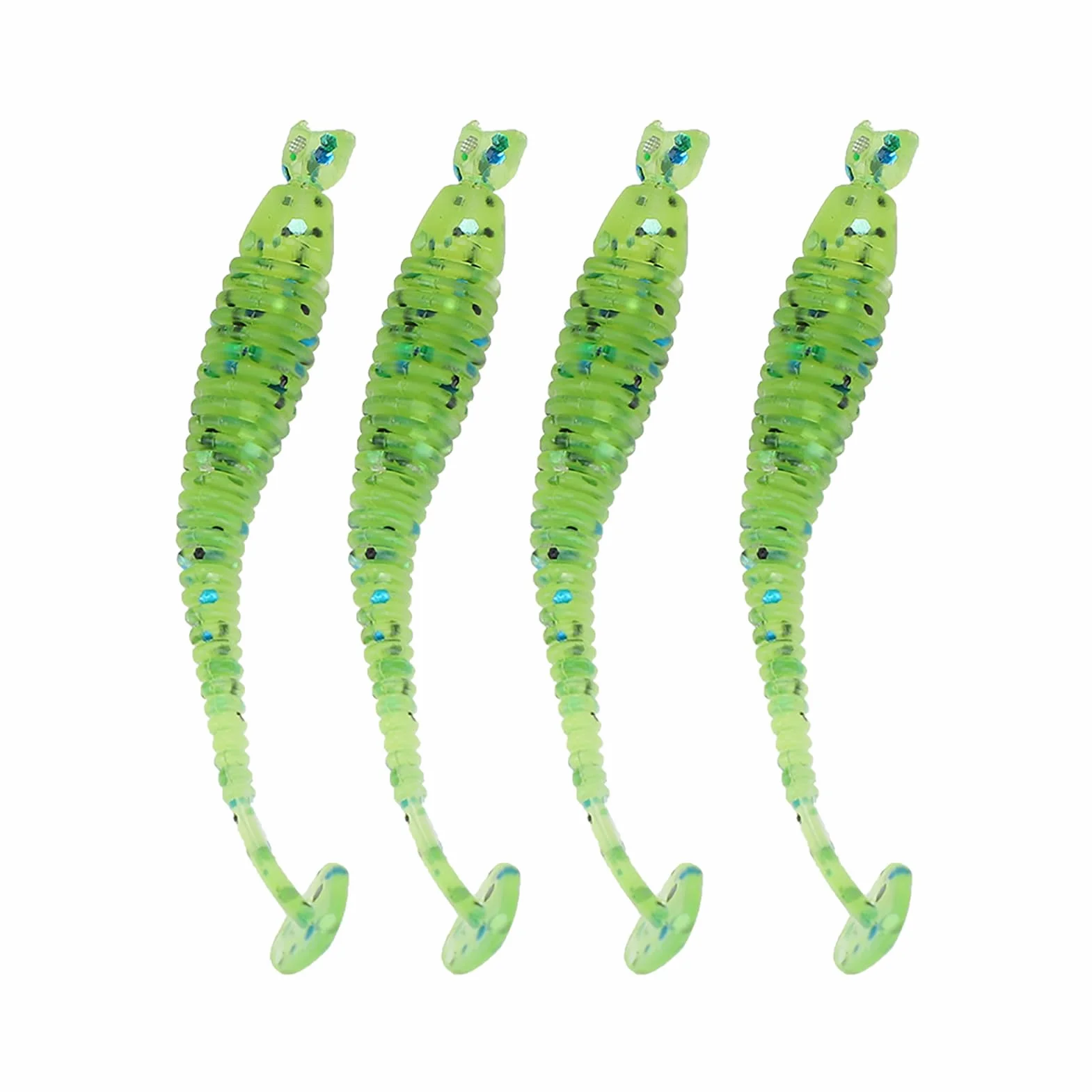 Señuelos de Pesca de Plástico Blando 5cm 50PCS Cebos de Larva de Cola en T Accesorios para Aparejos