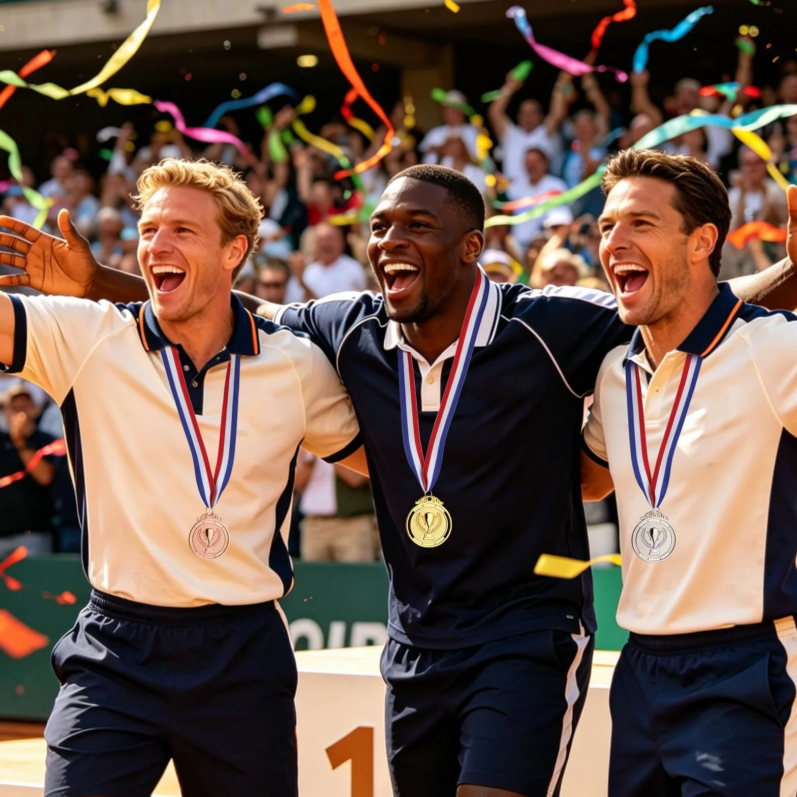 Medallas de Metal 5.0cm Ganador Oro Plata Bronce con Cintas para Premios Deportivos
