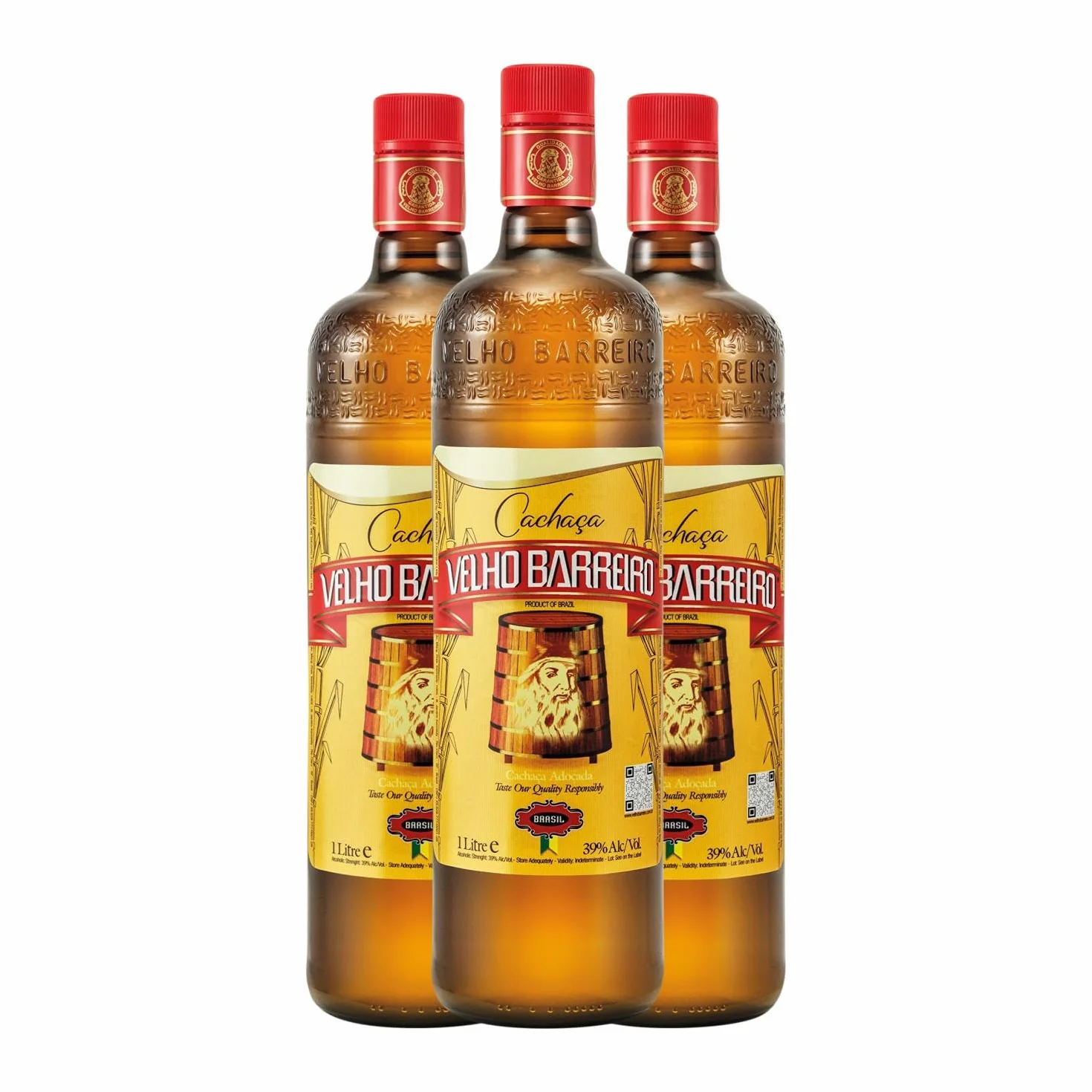 Cachaza Velho Barreiro Botella Misil 1 L (Caja de 3 Botella Misil de 1 L)