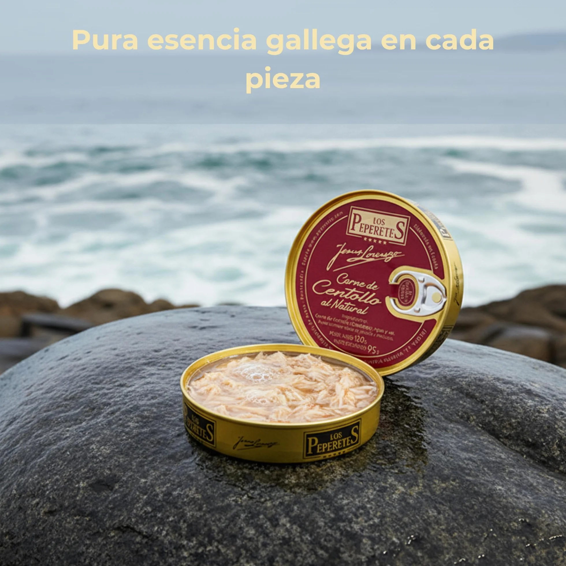 LOS PEPERETES Cangrejo al Natural Buey de Mar 120 g | Marisco Gallego Gourmet | Carne de Cangrejo del Atlántico | Conserva Artesanal y Natural | Sabor Tradicional del Mar de Galicia