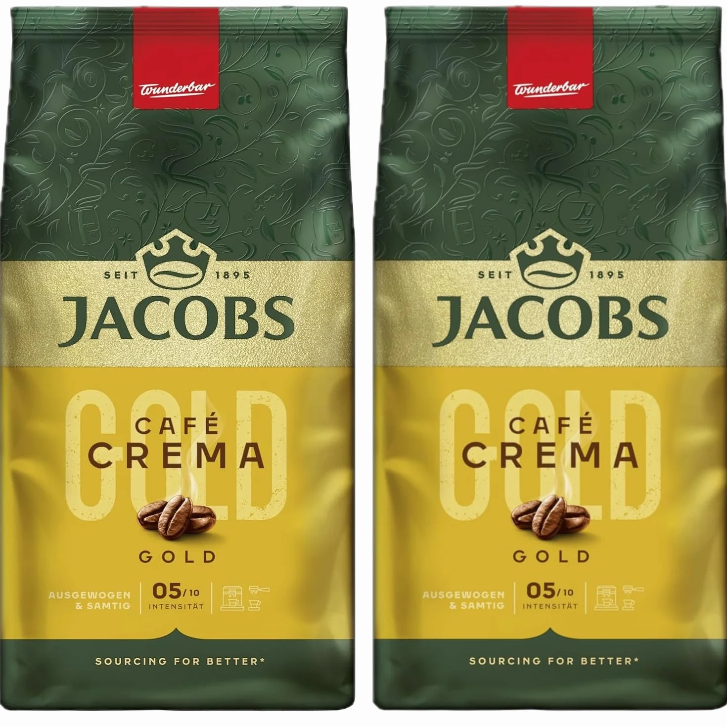 Jacobs Expertenröstung Crema Intenso, grano de café, 2 x 1 kg (2 Paquetes)