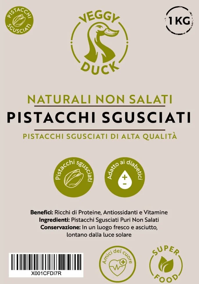 Veggy Duck - Pistachos sin Cáscara (1Kg) - Naturales | Sin Sal