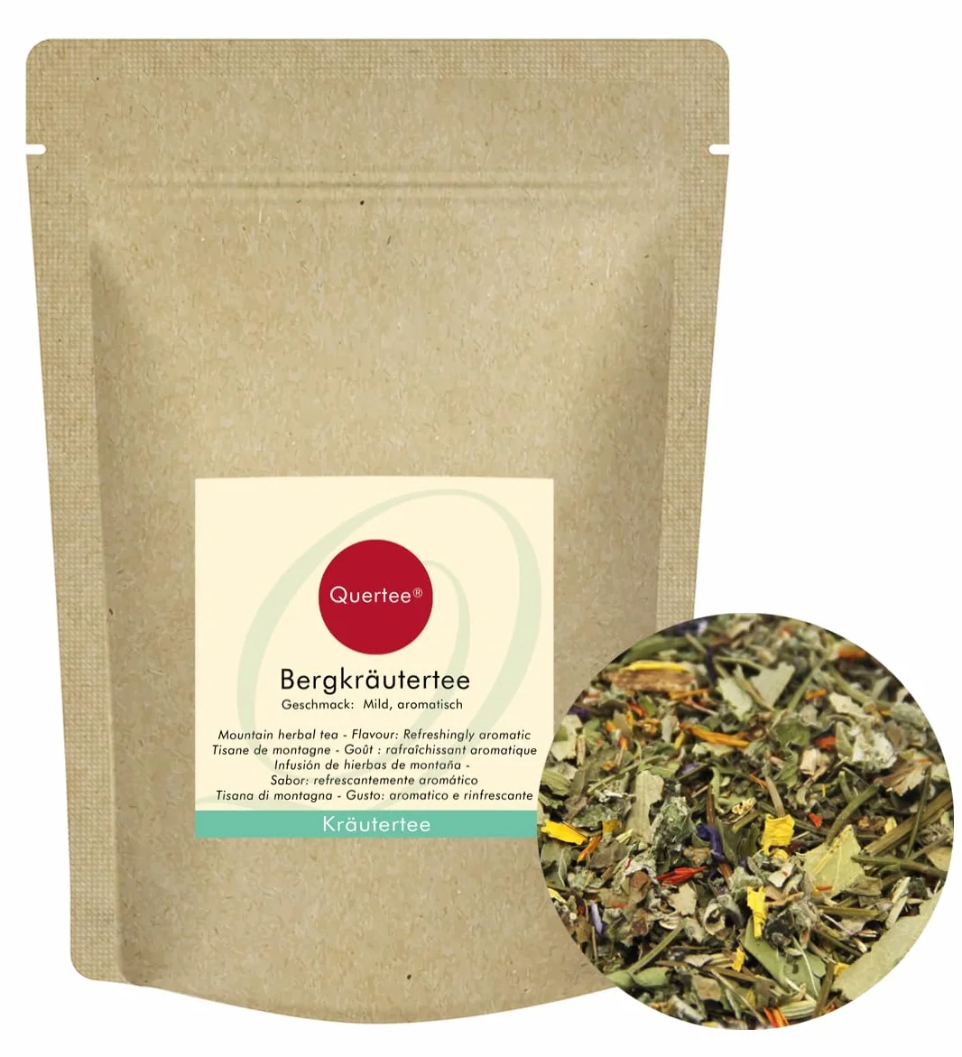 Té de hierbas de montaña - Té de hierbas alcalino con sabor aromático refrescante sin aromatizantes - 200 g Té alcalino de Quertee