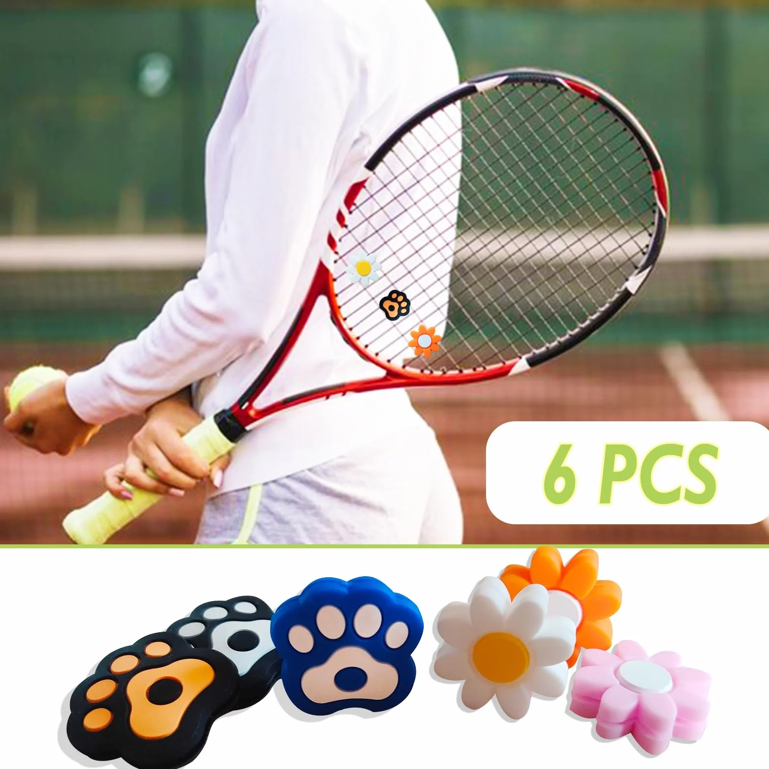 Amortiguadores de tenis de silicona para raquetas de tenis, bádminton y squash, forma de garra de gato