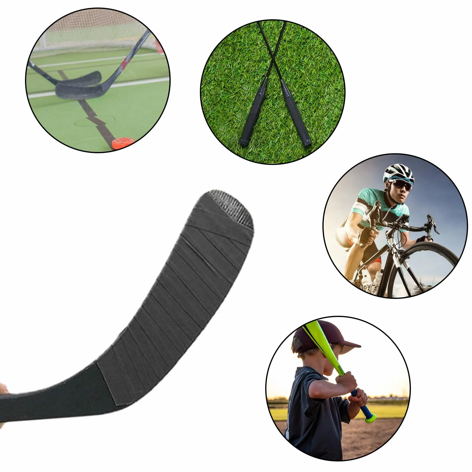 Cinta de Agarre de Hockey Antideslizante 2,5 cm x 25 m Cinta Hockey Adhesiva para Palo (Negro, Rojo)