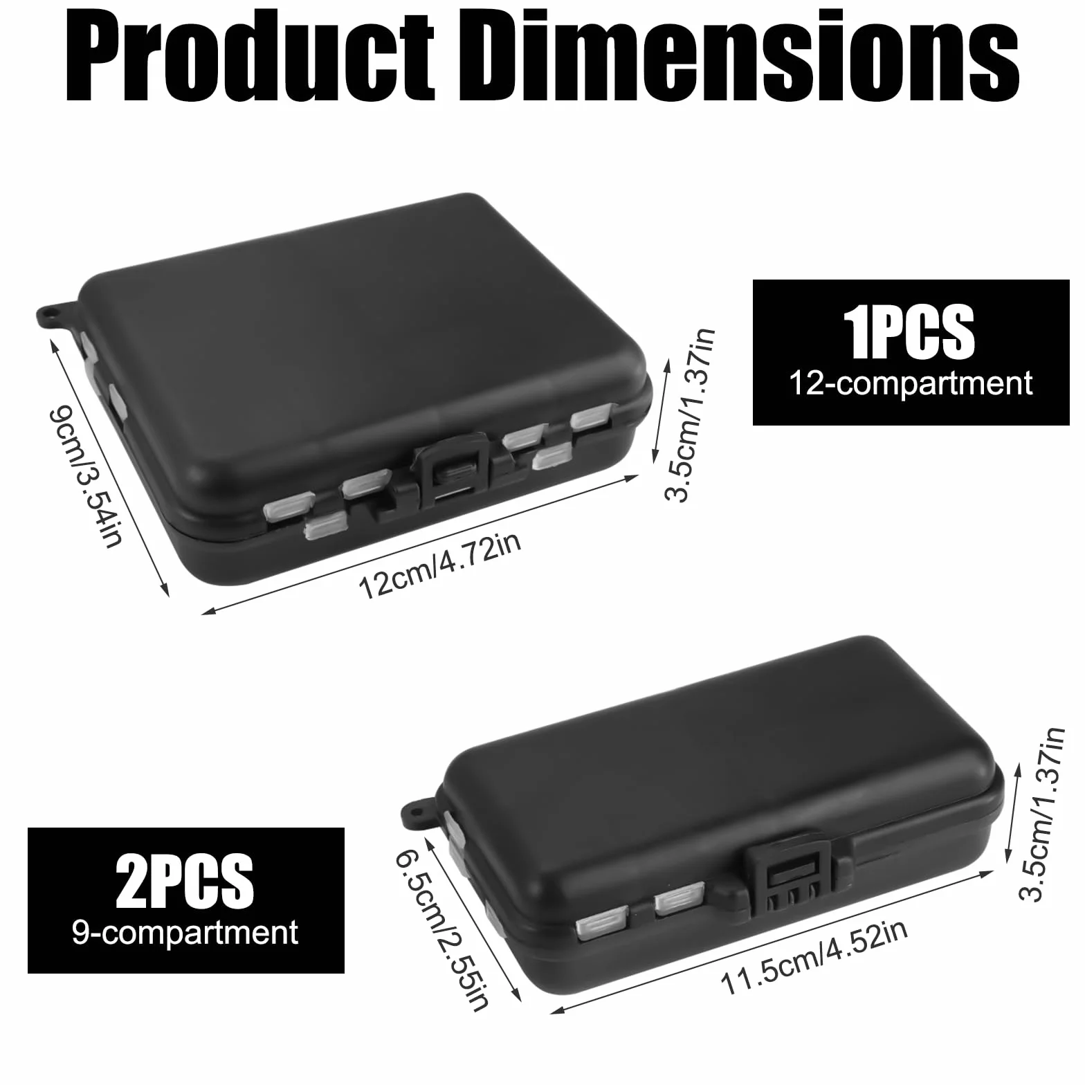 Caja de Aparejos de Plástico de Doble, 9 y 12 Compartimentos, Portátil Almacenamiento para Señuelos con Compartimentos Ajustables