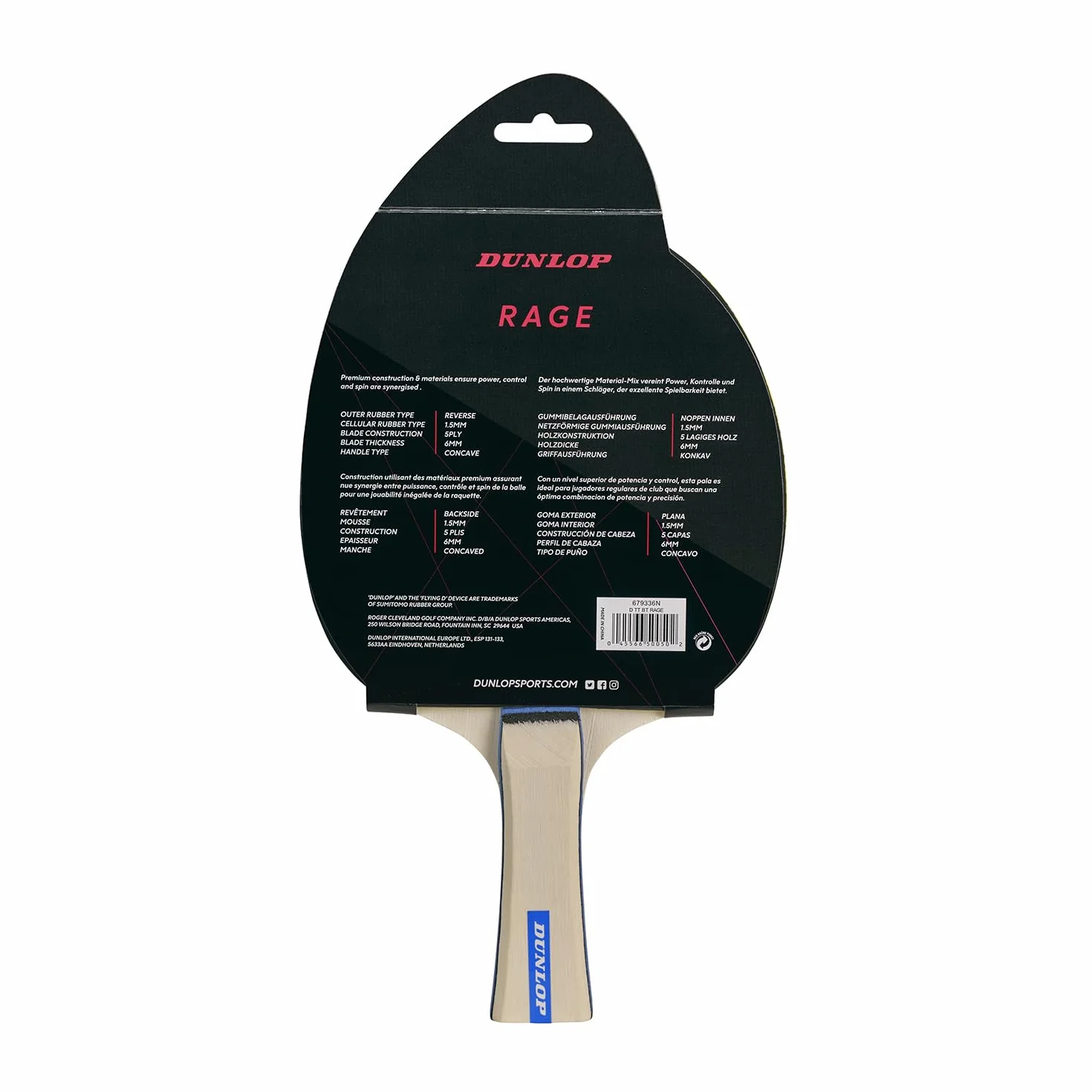 Dunlop Rage Tabletennisbat Paquete de 2