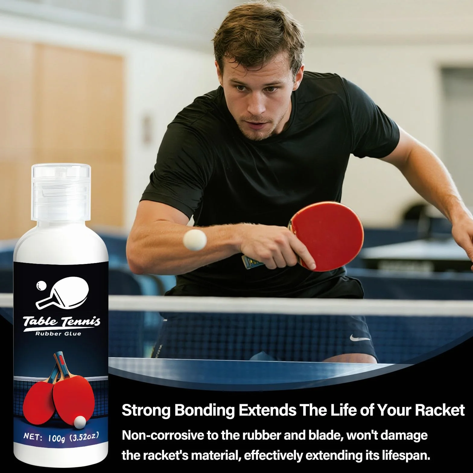 Pegamento para tenis de mesa 100 ml con 4 esponjas para raquetas de ping pong