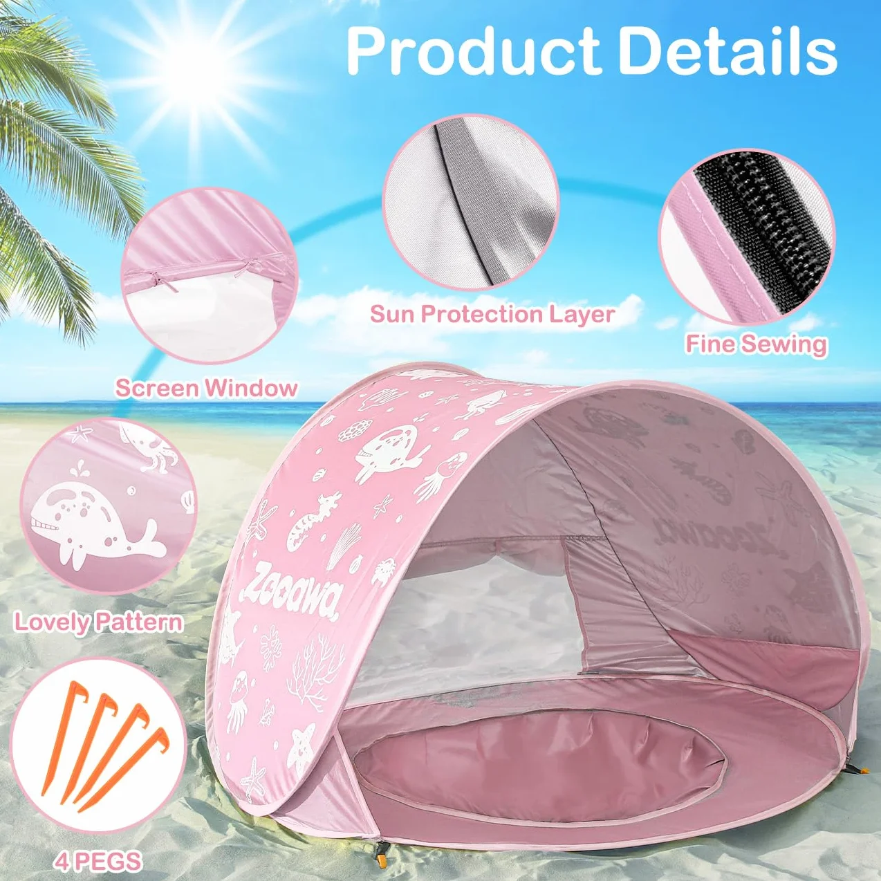 Tienda Playa Bebe Pop up con Piscina Plegable Portátil Protección Solar