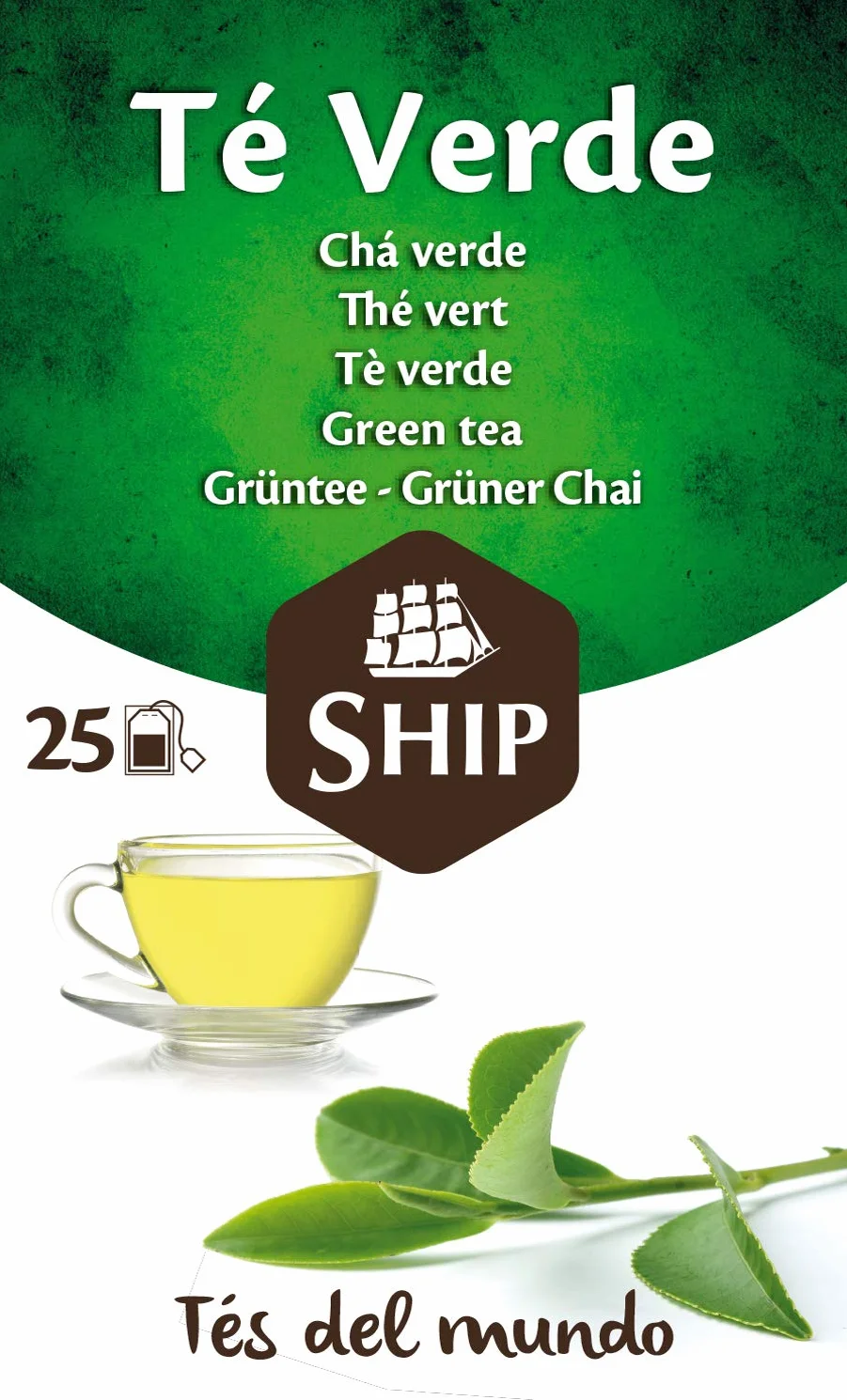 Ship - Té Verde en Caja de 25 Unidades -Propiedades Antioxidantes - Ayuda a Activar la Mente - Aporta Vitaminas y Minerales - Proporciona Bienestar y Tranquilidad - Sabor Dulce